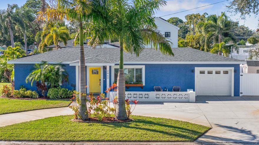 Welcome to this impeccably renovated 2-bedroom, 2-bath residence located in the highly sought-after Disston Heights neighborhood of St. Petersburg. Situated on an expansive corner lot, this home effortlessly blends modern sophistication with everyday comfort. Notable upgrades completed within the last few years include a new roof and HVAC system (2017), hurricane-impact windows, a tankless water heater, and fully paid-off solar panels—significantly reducing electric costs by over half and offering exceptional long-term savings. Step inside to a bright, open concept living space highlighted by elegant luxury vinyl plank flooring throughout. The designer kitchen is the centerpiece of the home, showcasing sleek dark cabinetry, stunning granite countertops, and ample counter space—ideal for both entertaining and refined daily living. Outdoors, the fully fenced backyard with privacy fencing provides a tranquil retreat with plenty of space for gatherings and celebrations. Perfectly positioned just minutes from premier shopping, dining, and entertainment, and only a short drive to St. Petersburg’s renowned beaches, this home delivers an unmatched combination of lifestyle, efficiency, and convenience. Move-in ready and meticulously updated, this exceptional property offers refined living in one of St. Pete’s most desirable neighborhoods.