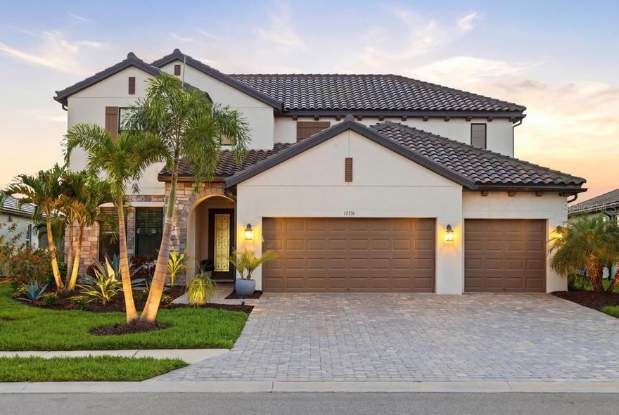 Experience refined Florida living, in this impressive Juniper model, in the sought-after gated Sweetwater community of Lakewood Ranch. Wake up to breathtaking sunrise views, over the tranquil, beautifully landscaped premium preserve. Thoughtfully designed for comfort and modern living, this 4 bedroom, 3.5 bathroom, two-story home offers an ideal blend of space, light, and privacy. Inside this elegant open-concept floor plan, you're welcomed by a grand foyer that flows seamlessly into the expansive chef's kitchen, boasting an oversized Cambria quartz island, overlooking the great room, and dining area. Perfect for both everyday living and entertaining. Also on the main level, the spacious primary suite provides a haven for pure relaxation, complemented by a lavish spa-like ensuite bathroom and a high-end, custom-designed walk-in closet. The den is ideal for a study space, remote work, or flexible living. Outside, an extended covered lanai awaits, featuring a custom outdoor kitchen, perfect for alfresco dining. Upstairs, the large loft offers a versatile retreat, ideal as a media room, play area, or quiet family space. Three spacious bedrooms, all with walk-in closets, are paired with two bathrooms, one being a private ensuite, perfect for guests. This home showcases many upgrades, such as plantation shutters/custom shades, reverse osmosis water filtration/ whole-house water softener, a home generator, premium finishes, designer lighting, a newly improved HVAC system, luxury vinyl flooring throughout, a dry bar, a walk-in pantry with built-in shelving, and an under mount farm house sink. The exterior is professionally landscaped & lit. 
Steps away, you will find resort-style amenities, such as a clubhouse, fitness center, heated pool, pickleball courts, and a playground. Discover the vibrant Lakewood Ranch lifestyle, with Sweetwater Community nestled in one of its most desirable locations minutes from top-rated schools, library, competitive pool/ sports complex, shopping district, and world-famous Gulf Coast beaches. 
Schedule your private showing today and take your first step toward a life of elegance and comfort.