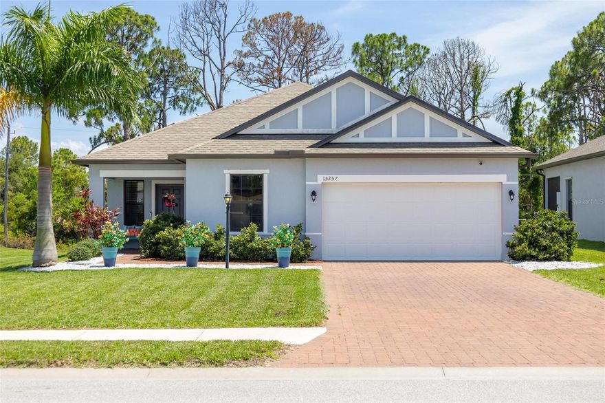 MOTIVATED SELLER! Nearly new and barely lived in, this beautifully maintained 3-bedroom, 2-bath Ashton model is located in the desirable gated community of Villa Milano in West Port Charlotte. Built in 2020, this home offers comfort, functionality, and privacy on a quiet lot backing to a peaceful greenbelt. The thoughtfully designed floor plan includes a versatile flex room, ideal for a formal dining space, home office, or additional living area. The light-filled, south-facing backyard provides serene views and abundant natural light, while the covered lanai offers year-round outdoor enjoyment and excellent wildlife watching. The kitchen features granite countertops, stainless steel appliances, and ample workspace—perfect for both everyday living and entertaining. Community amenities include a heated pool and neighborhood events in this intimate, family-friendly enclave of just over 130 homes—often called Charlotte County’s best-kept secret. Additional highlights include full hurricane protection with no history of flooding or water intrusion, an extra-large 2.5-car garage (29x20) with space for a workshop or storage, and an extended driveway for additional parking. The private lot and backyard further enhance the home’s appeal. Centrally located near North Port, Port Charlotte, and Englewood, you’re just minutes from beautiful beaches, shopping, and a growing selection of restaurants. This move-in-ready home offers the best of Florida living—schedule your private showing today!