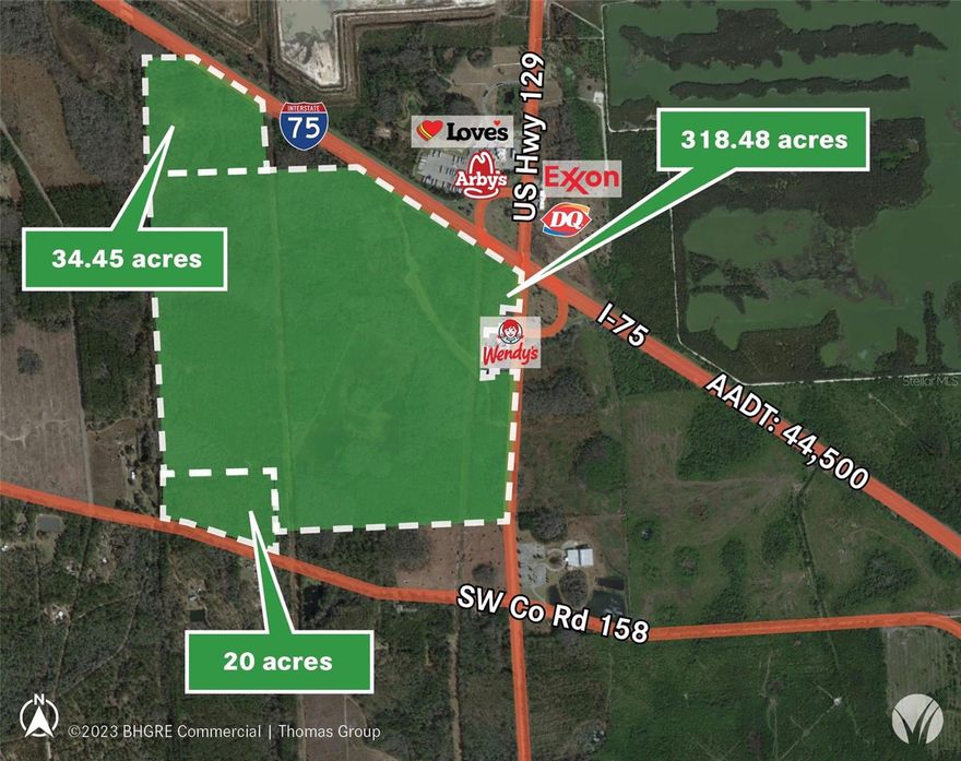 373+/- acres contiguous assemblage of three separate parcels, with I-75 South frontage, located off I-75 exit 451 in Hamilton County, Florida, just south of Jasper, Florida. Located at one of the first major exits entering the state of Florida on Interstate 75, this current timberland has future development potential. Take advantage of this prime location and begin the process of entitling this land for future residential or commercial growth.