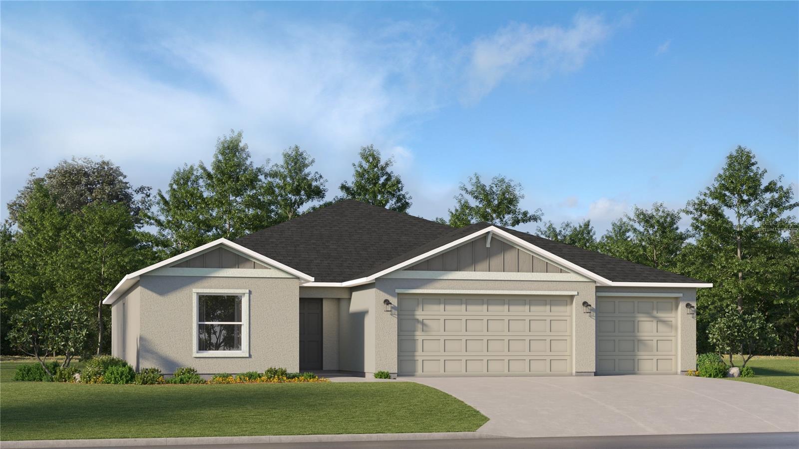 One or more photo(s) has been virtually staged. Under Construction. The Bravo delivers, it is what you have been waiting for! A single-story home that is designed for modern comfort, convenience and elegance. Two secondary bedrooms frame a bathroom in the hall at the front of the home, while a third is around the corner with a private bathroom. Flowing seamlessly from these spaces is the open living area, featuring a modern kitchen, a cozy dining area and a spacious family room that extends outside to the patio. The owner’s suite is tucked into the back corner with an attached bathroom. A three-car garage rounds out this gracious layout. Completing this lovely home is a 3-car garage! Ranches at Lake McLeod is a masterplan community located in the lovely city of Eagle Lake, FL. This tranquil community provides quality block construction, innovative designs, with brand-new appliances. All homes come standard with Connected Home features. Amenities include: Club house, fitness center, pool, dog park, volleyball, pickleball, basketball, dock, roving patrol, and playground. Conveniently located near shopping, restaurants, parks, schools, and close proximity to major roadways. Eagle Lake is just a short distance from ample outdoor recreation, and more in nearby Winter Haven. Popular attractions include Chain of Lakes Sports Complex, Legoland, Lake Ned and the downtown strip. Stake out your homesite at Ranches at Lake McLeod.