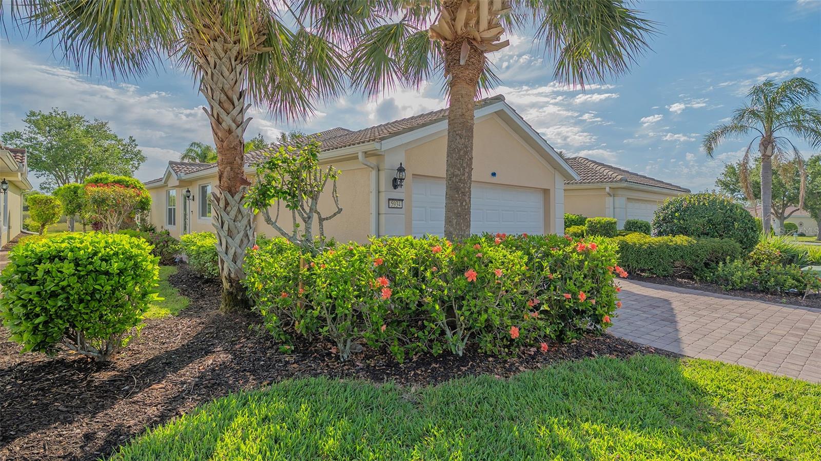 Very popular Carrington floor plan, paired villa with private preserve views. 3 bedrooms, 2 baths with an open floor plan (3rd bedroom could be a den). Kitchen features wood cabinets, granite counters & stainless steel appliances. Tiled throughout the living area. Carpet in Master bedroom & 1 guest bedroom. Extended screened lanai backing to preserve for total privacy. Ac is 5 years old & hurricane shutters for windows & doors. Move in ready. Community features resort style amenities: heated pool, tennis, fitness center, clubhouse, bocce court & playground. Located on Popular Palmer Ranch near world famous Siesta Key Beach, shopping, golf, restaurants, Legacy Bike Trail, YMCA & easy access to I-75
