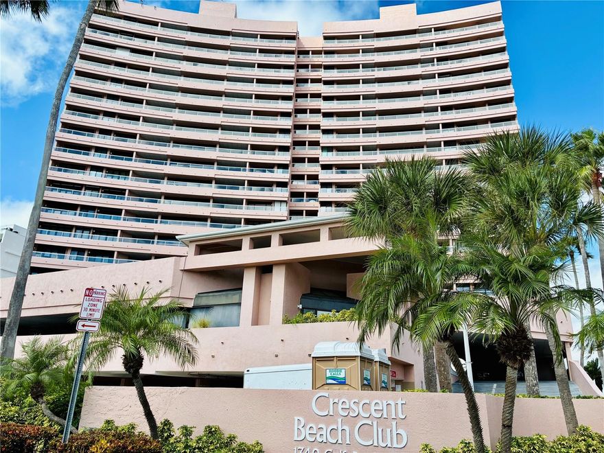This fabulous 2 bed, 2 bath unit is Luxury beach living. With a large balcony and views from every room--including the amazing sunsets !!    Don't miss the opportunity to live at the Crescent Beach Club. 24 hour security, billiards room, and fitness club on site with two tennis courts.  Call today for a showing. Unit is unfurnished.