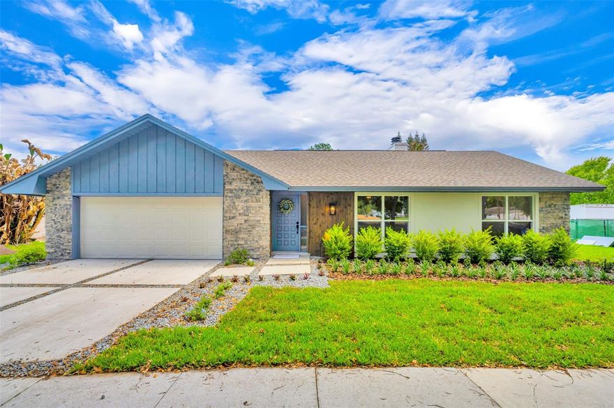 One or more photo(s) has been virtually staged. OUTSTANDING RENOVATION in a FANTASTIC LOCATION!  Peace, Quiet & GOLF COURSE LIVING!  This rare opportunity places you along the 13TH tee & offers tranquil backyard views of the 16TH fairway of the Winter Park Pines Golf Course (WP18)!  Tree-lined street welcomes you to this completely renovated Floor to Ceiling ONE STORY beauty offers Serendipity LW Wood & porcelain tile flooring throughout.  Updates include (but definitely not limited to) BRAND new kitchen with Stainless Steel Appliances, new cabinets & quartz countertops.  Formal living & dining rooms PLUS Family room with vaulted ceilings featuring a new electric fireplace for amazing ambiance and sliding doors inviting you to new brick pavered 31x 11 screened porch overlooking newly refinished sparkling pool & golf course  (no rear or side neighbors!!) Bedroom wing of home offers a large inside laundry room, beautiful guest/pool bath with dual sinks & shower/tub and 2 fresh guest bedrooms.  THE PRIMARY SUITE has been thoughtfully remodeled with sliding doors to pool, AMAZING primary bath with oversized work-of-art shower with dual shower heads, dual vanity, separate water closet & HUGE walk-in closet!  Extras include:  NEW double paned windows & 3 sliding doors to pool/patio, crown molding, NEW roof November 2024, oversized 2 car garage, NEW landscaping, all NEW ceiling fans & light fixtures, NO HOA!! Zoned for Brookshire Elementary, Glenridge Middle & Winter Park High. WELCOME HOME!