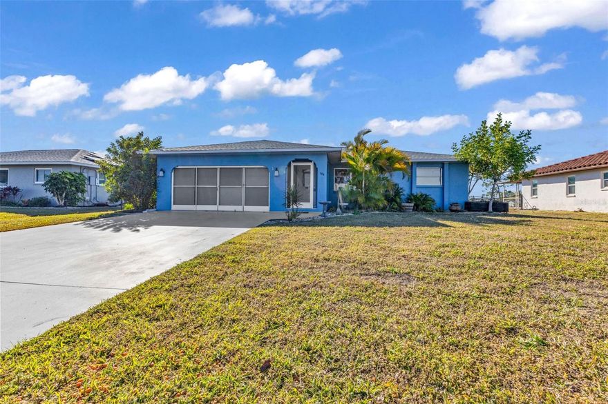 One or more photo(s) has been virtually staged. Seller is giving a CREDIT FOR CLOSING COSTS! Updated and ready to enjoy, this 3-bedroom, 2-bath pool home with 2-car garage in Rotonda West! This home features a desirable split floor plan, tile flooring throughout, and golf course views of the 13th hole of The Hills Golf Course. The spacious family room offers sliding glass doors leading to a screened lanai with a private swimming pool, perfect for indoor-outdoor Florida living.  The primary suite includes lanai access via sliders, a walk-in closet, and an updated en suite bathroom (2025) with a ceramic tile shower. Additional highlights include a new roof and garage door (2022). Recent updates in 2025 include: freshly painted interior, all new light fixtures and ceiling fans, updated plumbing fixtures, new door hardware, cabinet pulls, and blinds. Pool updates include a new skimmer, filter unit, and pool timer (2025). A fenced-in backyard was completed in recent years. Conveniently located near Rotonda West golf courses, shopping, restaurants, and a short drive to Gulf beaches. Ideal for year-round living or seasonal enjoyment.