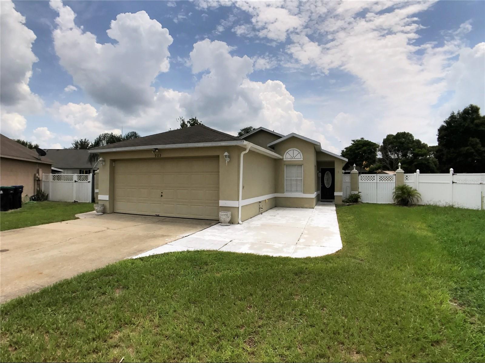 Come see this coy 3 bedroom, 2 bath house in a very convenient location of east Orlando. This property is situated on a Cul-de-sac on one of the larger lots in the Valencia Greens Community of East Orlando and features fresh paint throughout in neutral paint colors, ceramic tile throughout, stainless steel appliances, breakfast nook and breakfast bar. Great room is super spacious with volume ceilings and master with en-suite bath. Ceiling fans in all bedrooms. Huge mostly fenced backyard, two-car garage with auto opener, Central Heat & Air. Located just off Millinocket Lane and East Colonial, this property is a short trip by bike or car to Valencia Community College and is convenient to UCF, lots of local shopping and dining establishments, with quick easy access to major highways 408, 417, and 528, Siemens, Lockheed Martin, and Research Parkway. Minutes to nearby schools and Waterford Shopping Center easy access to the 417 Greenway. All applicants are required to do a credit and background check. Renters insurance is required.