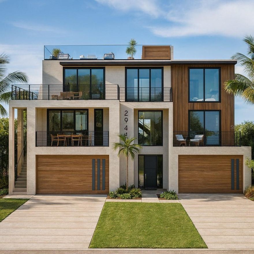 Under Construction. Poised along one of Longboat Key’s most coveted stretches, this new semi-custom estate by Mason Martin Builders delivers sophisticated coastal living with rare peace of mind. Each level is designed to capture sweeping Gulf views without the exposure of direct beachfront placement, creating a residence that feels both refined and protected. It is your private sanctuary by the sea.

Currently under construction and scheduled for completion in 2026, this architectural showcase spans approximately 10,300 total square feet with 4,900 square feet under air. Mason Martin’s craftsmanship is evident throughout, with modern tropical lines, exotic landscaping, and refined stonework that blend seamlessly into the surroundings.

Inside, the home is curated for luxury living and effortless entertaining. The main floor features a chef’s kitchen anchored by natural gas and equipped with high-end Wolf and Sub-Zero appliances. An oversized island, full butler’s pantry, and adjoining bar flow into the spacious living and dining areas. Floor-to-ceiling glass opens to generous terraces overlooking the lap pool, creating a beautiful blend of indoor and outdoor living. An elevator services all living levels.

The residence offers five bedrooms, five full bathrooms, and a powder room. The primary suite is a serene retreat with a private bar, a Gulf-facing terrace, and a spa-inspired bath. Guest suites provide their own refined comforts, and two full laundry rooms on separate floors enhance everyday convenience.

The ground level includes a four-car garage and a large flex space envisioned as a wellness sanctuary. Plumbing and power are prepared for a cold plunge, sauna, and gym. Outdoors, the property lives like a private resort with a long lap pool framed by shaded lounging areas, outdoor dining space, and lush privacy plantings. The one thousand square foot rooftop deck serves as the pinnacle of the home with an outdoor kitchen and panoramic sunset views over the Gulf.

Construction details further elevate this residence with extensive use of Ipe hardwood providing warmth, longevity, and natural resilience. Every detail has been planned to create a home of lasting beauty, modern comfort, and architectural significance. This is a rare opportunity to secure a semi-custom Gulf-view estate on Longboat Key before it becomes the next headline sale.