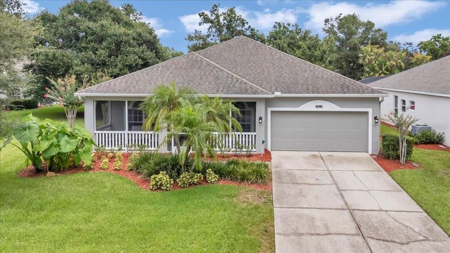 Welcome to the highly sought-after 55+ Kings Ridge golf community! This well-maintained 2-bedroom, 2-bath home features a versatile den, formal dining room, and an enclosed Florida room—perfect for year-round enjoyment. You'll love the new floors installed in 2024, and the kitchen offers extra cabinetry and extended countertops for added functionality. Situated on one of the larger lots in the neighborhood, the expansive yard provides added privacy and room to relax outdoors. The open floorplan offers natural light and flexible living areas to suit your lifestyle. Located in a guard-gated community with resort-style amenities, including golf courses, clubhouse, pools, pickleball, and dozens of social clubs—plus convenient golf cart access to shopping and dining. Don’t miss this rare opportunity in Kings Ridge!