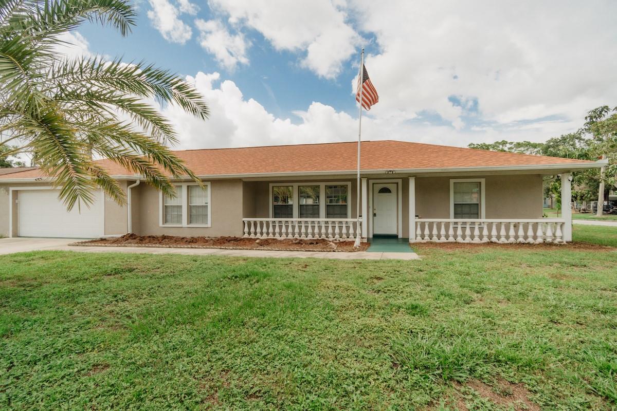 BEAUTIFUL 3 BED 2 BATH 2 CAR GARAGE HOME IN POINCIANA PARK. JUST MINUTES FROM THE BEACH. This well maintained home sits on a corner lot, just minutes away from SR 64. As you enter the home into the large family room the open concept flows into the dining space as well, allowing this open space to be perfect for entertaining. The galley style kitchen features hardwood cabinets, a closet pantry and an eating space at the bar. The primary bedroom is generously sized and hosts an attached bath with walk in shower and dual sink vanity as well as a very large walk in closet. The secondary bedrooms are both generously sized and feature built in closets. The secondary bath has a tub/shower, linen closet and large vanity. Some additional rooms and features include an interior laundry room, a screened in lanai and a fully fenced back yard. This home is centrally located near major roadways to allow for easy commutes to surrounding areas and just a short drive to the beach, restaurants, shopping and shopping.