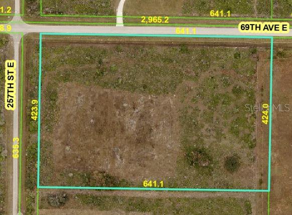 Potential NO-Credit or Income check private financing. Beautiful 6.24 acre corner lot homesite near Lakewood ranch. Lot was previously cleared and house area prepped. Just needs a quick bushhog ran over it. The corner lot allows for multiple entry entry points to the property. No creeks or ponds on this one, however you can add if you'd like. Area exploding with multimillion dollar farms and estates. Come build your dream estate, equestrian paradise, fruit tree orchard or legacy property for the family generations to come.