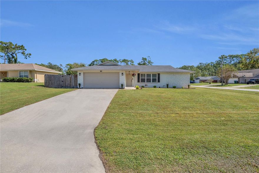 Welcome to this beautifully upgraded pool home nestled on an oversized corner lot in the desirable Deltona Lakes. Featuring 3 bedrooms and 2 full baths, this single-family residence offers approximately 1,337 sq ft of comfortable living space on a 0.26-acre lot. This home showcases true pride of ownership and a long list of thoughtful updates throughout. The open, light-filled floorplan features luxury vinyl plank flooring, creating a warm and modern feel. Additional upgrades include a new roof 2024, insulation 2025, new A/C unit, new ductwork, and energy-efficient windows), offering both comfort and peace of mind for years to come.
The outdoor space is a true retreat. Step outside to your private, resort-style saltwater pool complete with a large covered lanai and spacious pool deck perfect for gatherings or relaxing weekends at home. The fully fenced backyard offers plenty of room for an RV, boat, or other recreational vehicles, and with no HOA, you’ll have the freedom to truly enjoy your property your way.
Inside, you’ll find three spacious bedrooms, including a primary suite with an en-suite bath and generous closet space. Both bathrooms are well-designed to accommodate family living and guests alike. The dining room overlooks the beautiful pool area. A full kitchen renovation with custom cabinetry, quartz countertops, new appliances, and expanded counter space, ideal for cooking and entertaining and serves as the heart of the home. An attached two-car garage and ample driveway parking provide convenience and storage.
With major systems and modern finishes already taken care of, this move-in-ready home offers a blend of style, functionality, and peace of mind. 
Located in a quiet area of Deltona with easy access to local schools, shopping, dining, and major commuting routes — all while maintaining a relaxed suburban atmosphere.
If you’re looking for a beautifully maintained, turnkey home with a private pool, thoughtful upgrades, and a prime location, 3199 Urmey Avenue checks all the boxes. Whether you’re settling in for everyday family living or creating the perfect space to entertain, this home is ready to welcome you.