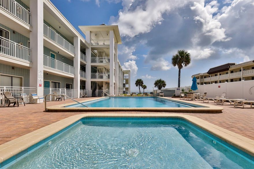 THE PERFECT PLACE TO RELAX & REFRESH YOUR SOUL! This charming, bright, and cheery unit is on the waters edge and steps to the beautiful white sands of New Smyrna Beach. This condo features a partial ocean view, 2 bedrooms, 2 full baths, kitchen, and 2 separate balconies  that offers a bit of privacy when you have guests over or perfect for relaxing and breathing in the fresh ocean air.    This complex features an oceanfront pool, BBQ Pit, plenty of common area sitting and is within walking distance to many great restaurants with just a short drive from Flagler Ave. Coastal Waters now allows for full time occupancy! Where else can you live on the ocean full time at this price? These units can be separated! live in one and rent out the other or rent out both units! HOA fee covers your electricity, cable, internet, building insurance, pool maintenance, pest control, trash, sewer and water. Call today for your private showing. All information and content herein deemed reliable but not guaranteed to be accurate. ;LocationDescription: Condo ;Water: City