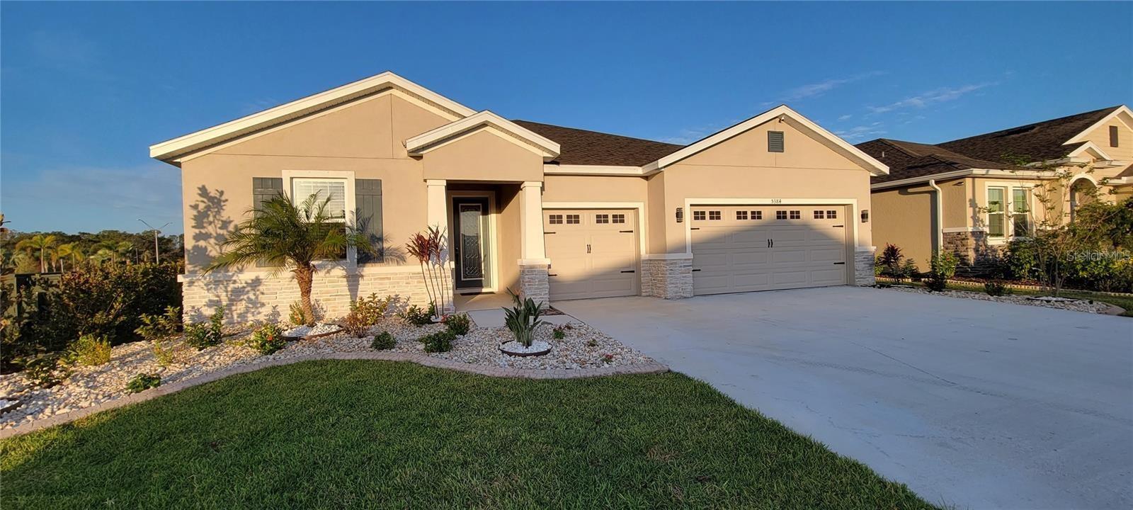 One story CAMDEN model! Do not miss out on this spacious 4 bedroom 3.5 bath home in the Solera at Lakewood Ranch! This single-family home features beautiful tile flooring throughout with plush carpet in the bedrooms, high ceilings, upgraded lighting, and tray ceilings! In the gorgeous kitchen you will find stainless steel appliances, cabinets with ample storage space, granite countertops, breakfast bar, a spacious pantry and a large, open living and dining area this home is ideal for hosting friends and family. The Multi-Gen Bonus area is perfect for the In-Laws with a private bedroom and bath or use it as the play area. The master bedroom features a large ensuite bathroom with dual sinks, a walk-in shower, garden tub, and a spacious walk-in closet. Three additional bedrooms and two and a half bathrooms complete the interior of the home. The 3-car garage is an added bonus! A large backyard with screened in lanai and lake views is perfect for relaxing and taking in the wonderful Florida weather. Home is located directly across and just steps away from the amenity center and community pool! Pets considered, no dangerous breeds. Centrally located and just minutes from fine dining, shops, and entertainment. Don't miss this opportunity to enjoy the best of resort style living and A rated schools!!!! Call today to schedule your showing, this is sure to go fast!!!! The home is currently occupied and available for a September 15th occupancy. Must also apply with HOA.