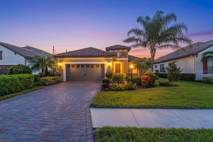 Welcome to your dream home in the highly sought-after Boca Royale Golf and Country Club Community, where luxury living meets resort-style amenities. This stunning White Star floorplan offers 3 bedrooms, 2.5 bathrooms, and a dedicated office/den with elegant French doors. The heart of the home is a gourmet kitchen featuring upgraded cabinets, granite countertops, a spacious island with a farmhouse sink, a custom butler’s pantry, and a natural gas range—perfect for entertaining or creating culinary masterpieces. The open-concept eat-in kitchen flows seamlessly into the great room, highlighted by a tray ceiling, crown molding, and a ceiling fan, creating a light and airy living space. The owner’s suite is a private retreat with a custom walk-in closet and a spa-like ensuite bathroom showcasing a walk-in tile and glass shower. This home also features a spacious indoor laundry room complete with a convenient utility sink, as well as upper and lower cabinets for ample storage and organization. Step outside to your private oasis with a saltwater pool and spa, surrounded by lush Florida landscaping. Storm Smart roll down hurricane screening provides privacy and peace of mind during inclement weather. Enjoy access to a newly renovated golf course and restaurant, putting and chipping green, driving range, golf pro shop, clay tennis courts, pickleball, dog park, fitness center, resort-style pool with shaded cabanas, and an elegant clubhouse hosting catered events, themed parties, concerts, and more. Located just minutes from Gulf beaches, Dearborn Street's charming shops and restaurants, and historic downtown Venice, this home is the perfect blend of elegance, comfort, and community living.