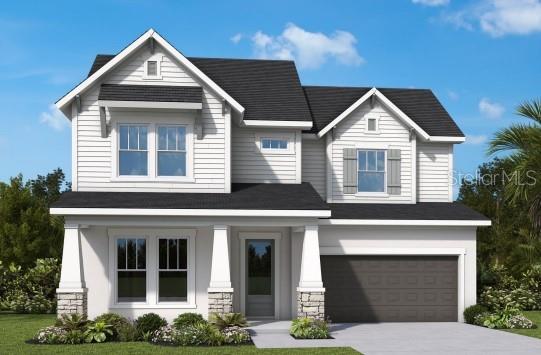 Under Construction. Welcome to your dream home, perfectly situated on an expansive 8,253 sq. ft. lot in a quiet neighborhood just minutes from dining, shopping, and everyday conveniences.
From the moment you arrive, the curb appeal is undeniable. The elegant front elevation combines stone accents, Hardie plank siding, decorative shutters, and charming corbels—all framed by a welcoming front porch. A rare find, the spacious three-car garage offers both practicality and style.
Step inside to an open-concept great room that seamlessly blends comfort and sophistication. The gourmet kitchen is the heart of the home, boasting a dramatic 10-foot island, stacked-to-the-ceiling cabinetry, sleek quartz countertops with full-height backsplash, and a gas cooktop. Sliding glass doors lead to a covered lanai and fenced backyard, thoughtfully designed with a half bath and prepped with a gas line and plumbing for an outdoor kitchen—perfect for entertaining.
The main level also includes a private fifth bedroom suite, ideal for guests or multigenerational living. Upstairs, you’ll find four additional bedrooms, including a luxurious primary suite with an oversized bath retreat featuring a deep soaking tub, rain shower, and an expansive walk-in closet. A versatile bonus room provides extra space for a home office, playroom, or media area.
Convenience continues with a well-appointed upstairs laundry room complete with a folding table.
Built with peace of mind in mind, this brand-new home includes a 1-year warranty on workmanship and materials, a 2-year warranty on plumbing and electrical systems, and a 10-year structural warranty.
Don’t miss the opportunity to own this exceptional property where luxury, functionality, and timeless design come together.