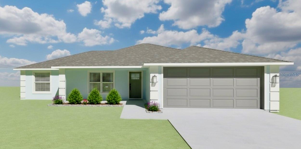 Under Construction. Welcome to your quiet escape, this Brand new construction home features 3 bedrooms, 2 bathrooms, and a 2 car garage. Conveniently located in Ocklawaha making this home only a short 10 min drive to The Villages, 15 min drive into Belleview, and only a 25 min drive into downtown Ocala. Step into this beautiful home featuring an open floorpan, granite countertops, slow close cabinets, and a brand new stainless steel appliance package. The primary bedroom features a tray ceiling, and walk in closet. inside your master bathroom you have dual vanities. On the other side of the home you will have the guest bathroom conveniently located between bedrooms 2 and 3. The indoor laundry room is located once you enter the home through the garage. Enjoy your evenings on the back lanai with a patio extending out to make the perfect spot to grill or just unwind. PICTURES ARE A VIRTUAL RENDERINGS, PICTURES ARE VIRTUALLY STAGED, ALL COLORS, FINISHES, DESIGN WILL VARY. List agent related to owner.