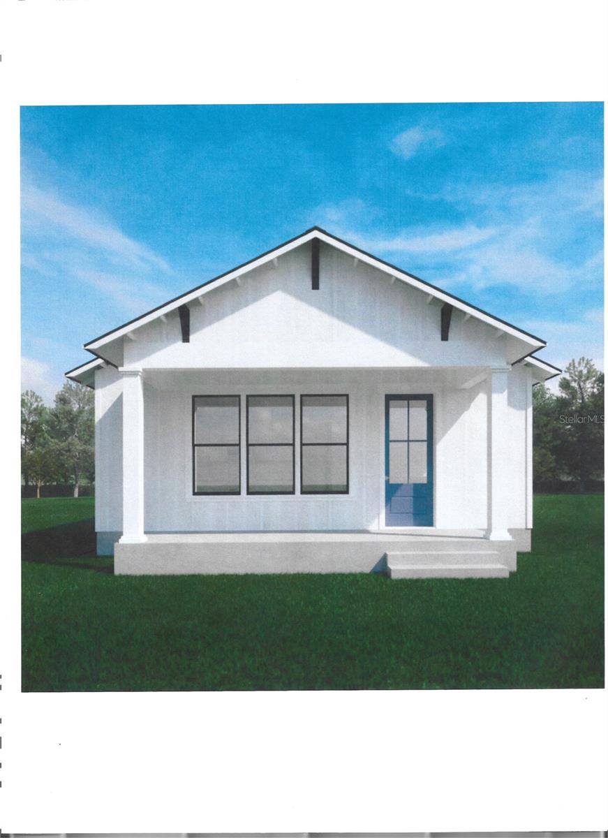 Pre-Construction. To be built. Welcome to the Easley, a beautifully crafted Florida bungalow style home nestled in the heart of historic downtown Groveland on sought after Indiana Avenue. No HOA!! This Custom brand-new home offers 1,115 sq. ft. of air-conditioned living space with a total of 1,527 sq. ft. This home features 3 bedrooms, 2 full baths, ideal for families, professionals or people seeking modern comfort with timeless charm.
The interior has a cozy practical layout with title flooring in the main living areas and soft carpet in the bedrooms. The well-appointed kitchen includes shaker cabinets, granite countertops, Samsung stainless steel appliance package, complemented by Moen plumbing fixtures throughout. Designed with efficiency in mind, the home features R-38 insulation. for year around comfort and energy savings. The detached garage provides ample storage workspace and parking flexibility, enhancing function and curb appeal.
Close to local shops, dining, parks and events, The Easley blends walkable small-town charm with the conveniences of new construction living.