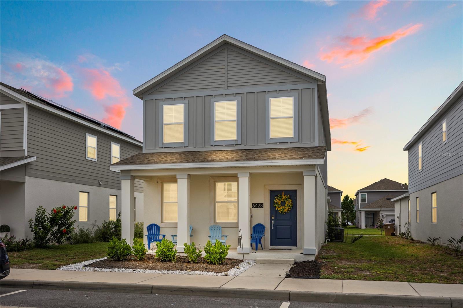 This 3-year-old home is located near Harmony and offers access to beautiful Harmony trails, while being close to shopping, dining, and zoned for A rated schools. Features include energy efficient windows and solar panels with a $67 monthly lease, no carpet on the first floor, and a spacious kitchen with plenty of storage. All bedrooms are located upstairs, including the primary suite with a garden tub. The home also offers open living areas, large bedrooms, and a convenient drop-off zone in the garage. Modern, efficient, and well maintained, this property provides the perfect balance of comfort and location.