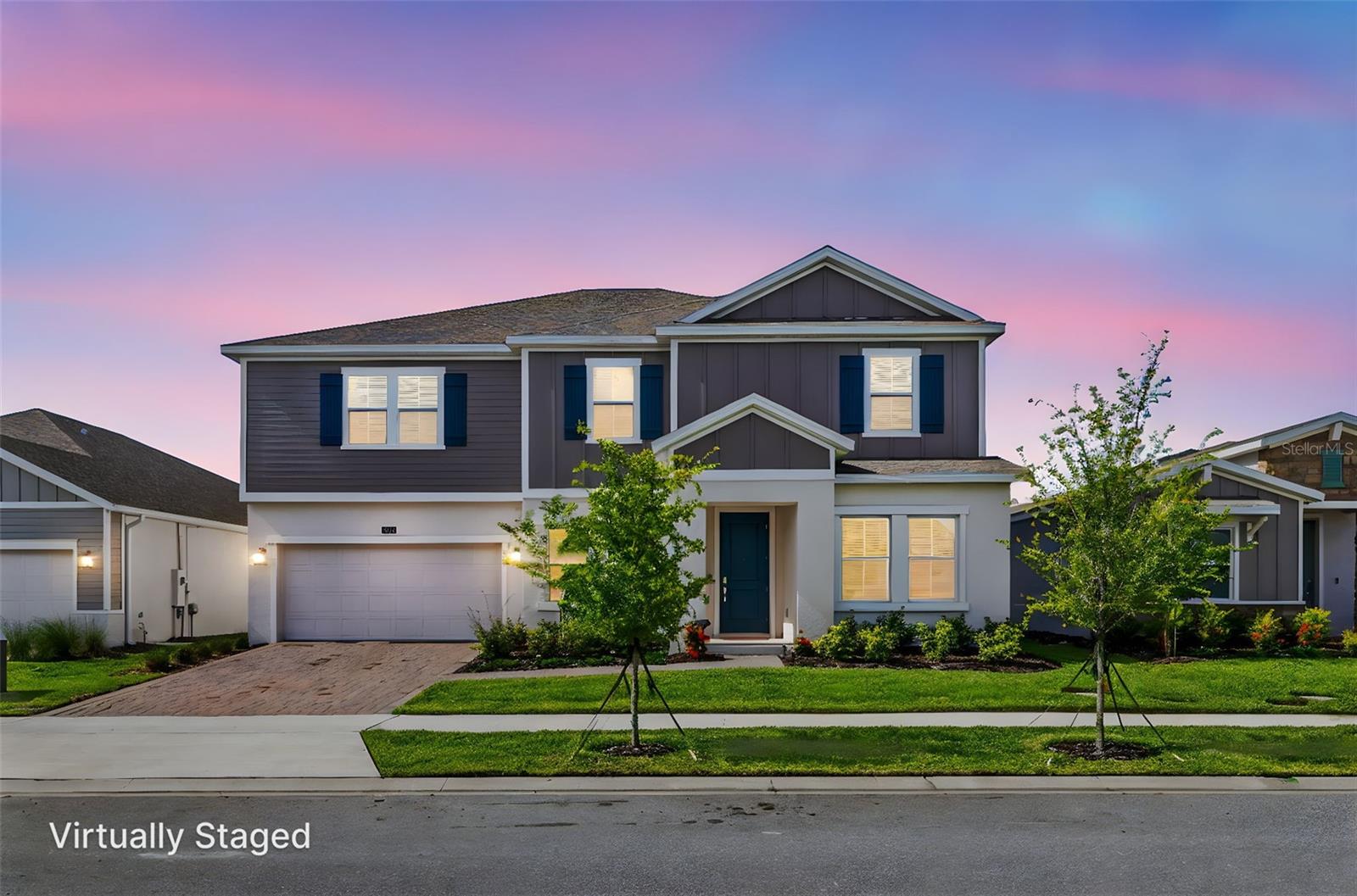 A beautifully maintained, move-in ready home located in the Bridgewalk – Executive Collection in St. Cloud. Built in 2024 and lightly lived in, this spacious five-bedroom, four-bathroom home offers over 3,700 square feet of functional and flexible living space.
The open-concept layout features freshly installed blinds, a modern kitchen with stainless steel appliances, a large center island, and generous cabinet storage. The main living area flows seamlessly into the dining and family rooms, creating an ideal space for entertaining or relaxing at home.
Upstairs, you’ll find well-sized bedrooms and a private primary suite complete with an ensuite bathroom and walk-in closet. With five bedrooms and four full baths, this home is well-suited for multi-generational living, guests, or remote work.
Additional highlights include a two-car garage with a double deep bay for extra storage, a third vehicle, or a workshop setup. Step outside to enjoy the covered rear lanai and fully fenced backyard—perfect for outdoor dining, pets, or future upgrades.
Located just minutes from Lake Nona, Medical City, the 417, and the Turnpike, Bridgewalk offers a quiet neighborhood feel with convenient access to top-rated schools, shopping, and entertainment.
This home offers the benefits of new construction without the wait, along with builder-quality finishes and thoughtful upgrades.