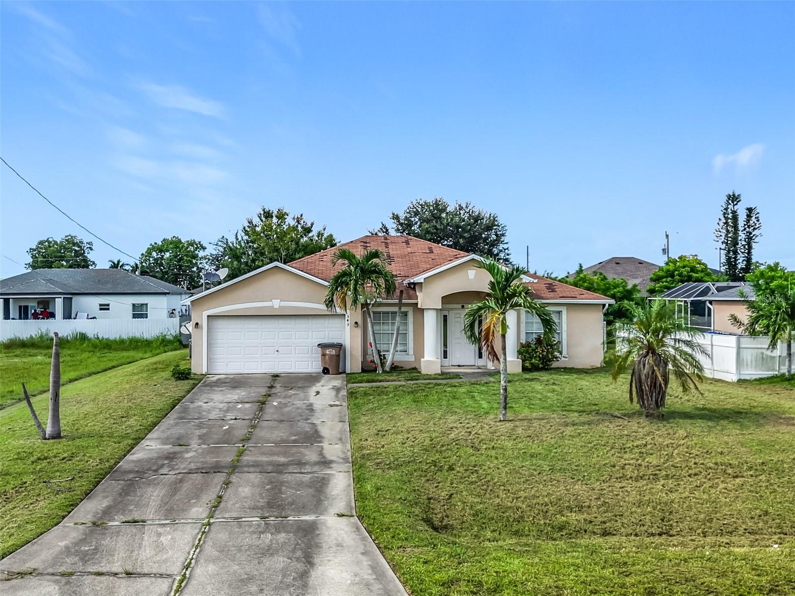 New roof contingent upon offer amount!
Lovely 3 bedroom, 2 bath Cape Coral home with an attached 2-car garage and vaulted ceilings that create an open and airy feel.
Offering 1,640 sq ft under air, the split bedroom layout provides privacy while the spacious living room and kitchen with breakfast bar make it easy to gather and entertain. Recent updates include a new HVAC system in 2024 and a new well pump in 2022, giving peace of mind for the big-ticket items. This quarter-acre lot has room for a pool and comes with no HOA or CDD fees, making it an attractive option for buyers seeking flexibility. The property is on well and septic, features durable tile flooring throughout, and includes a versatile den that can serve as a home office or flex space. Located just minutes from shopping, dining, and local favorites such as Fish Tale Grill and Point 57, residents will also enjoy nearby attractions like the Rotary Park Environmental Center, 4 Mile Cove Ecological Preserve, and easy access to Fort Myers Beach. With cathedral ceilings, an open layout, and plenty of potential for updates, this home is a fantastic opportunity to own in Cape Coral, schedule your showing today and imagine the possibilities.