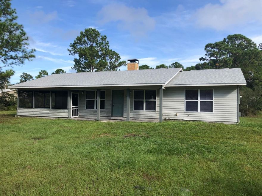 Country living at its best! This home has 2 bedrooms, 2 bath home that sits on an oversized private almost 2-acre lot. There is a wonderful screened-in patio, washer and dryer, and tile throughout the living area. Lots of natural light that looks out to a private back and front yard. Open floor plan with tall ceilings. A gorgeous fireplace is a perfect centerpiece to the home. This home features a farmhouse/country living layout that is cozy and welcoming. Long term lease now available. This home sits off a dirt road off State RT-415. There is a short drive to Walmart and other shopping. Conveniently close to FL-44 which will lead you to I-95 or I-4.  
Give us a call today. 386-409-2939, this treasure will not last long.