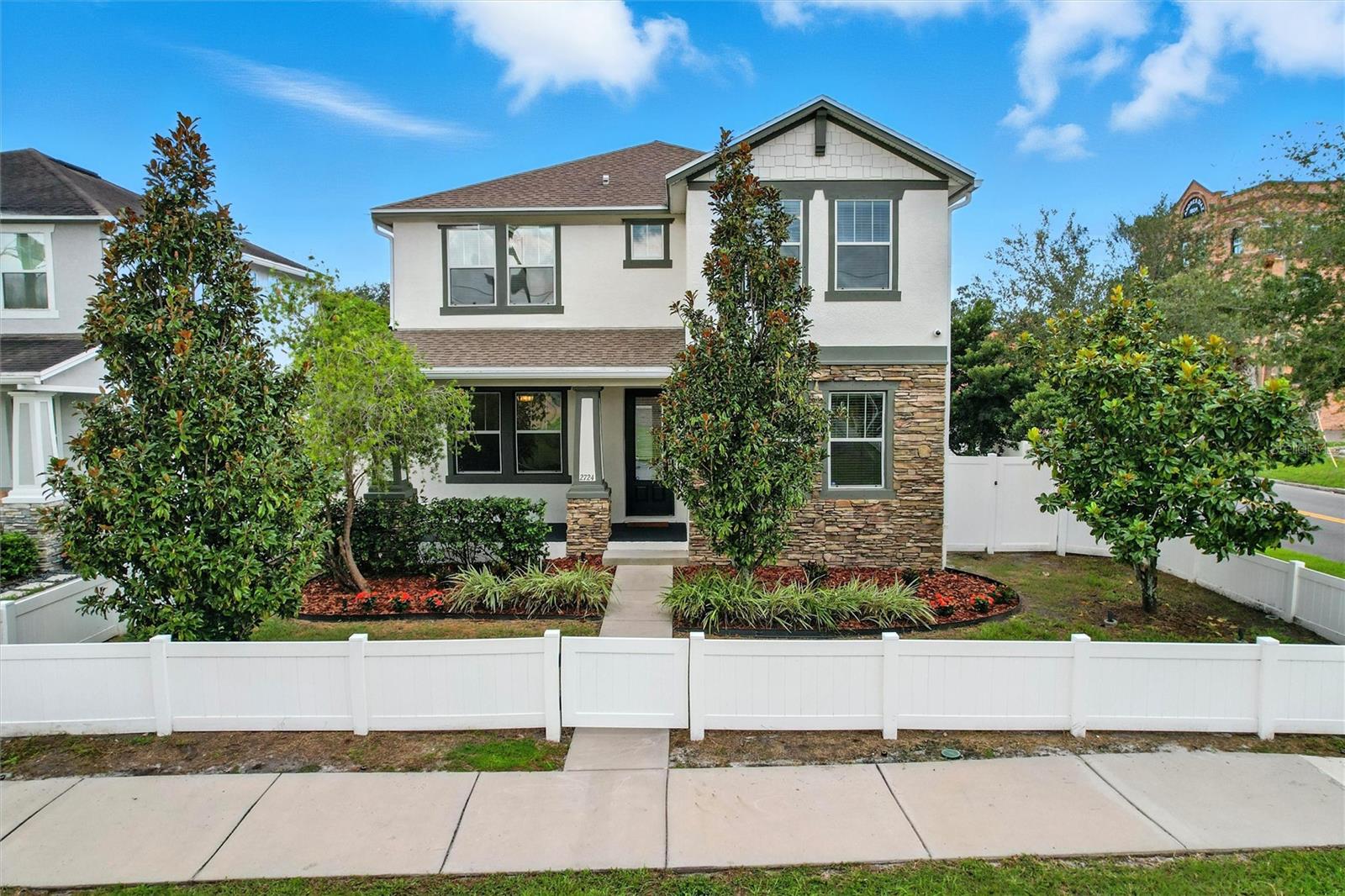 Welcome to this beautifully appointed 4-bedroom, 3-bathroom single-family home located in the vibrant heart of Tampa’s highly desirable 33607 zip code. Built in 2016, this contemporary residence offers approximately 2,272 sq. ft. of thoughtfully designed living space on a comfortable 0.11-acre lot (4,900 sq. ft.), now enhanced with several recent upgrades that bring style, security, and comfort to a whole new level. Step inside to discover brand-new luxury vinyl plank flooring throughout the home, featuring the Bradstreet series in the stylish History Oak Anise finish, which lends a warm yet modern feel to every room. The kitchen is a chef’s delight with a new Delta Charmaine Touch2O faucet, an elegant Beveled Ice Beige Brick Polished Marble Mosaic backsplash, and a brand-new KitchenAid 24” built-in dishwasher. Bathrooms have been updated with sleek Glacier Bay Kiso faucets and Moen shower heads, offering a fresh and modern touch. The laundry room has also been upgraded with a premium Samsung high-efficiency smart front-load washer and matching stackable dryer in black stainless steel.
This home has been meticulously updated to provide both security and peace of mind. An advanced ADT CCTV security system with 5MP dome cameras, a 7-inch touchscreen panel, NVR, and smoke detector protects the property, while a newly installed automated double-drive motorized gate with Viking G-5 operator and 6 ft. privacy fencing provides both convenience and seclusion. The HVAC system has been improved with a brand-new AC compressor (installed July 2025 with a one-year warranty) and a Warrior AHU-Ultraviolet Purification System to enhance air quality. A premium 48,000-grain water softener system with an upgraded Clack digital head and high-grade resin ensures fresh, softened water throughout the home. Outdoor living is just as impressive, with lush, well-maintained landscaping supported by a new Rain Bird 6-zone automatic irrigation system with Wi-Fi adapter and rain sensor for effortless lawn care. The entire exterior, including the detached garage, has been freshly painted with Sherwin-Williams Super Paint, and the property is beautifully illuminated by new exterior uplighting, including 10 spotlights and a garage floodlight. Inside, all bedrooms feature new ceiling fans with integrated LED lighting for energy-efficient comfort. Perfectly situated near Tampa’s best shopping, dining, and entertainment, this home offers unbeatable convenience with close access to Downtown Tampa, Raymond James Stadium, Tampa International Airport, International Plaza, and major highways. Whether you’re looking for a stylish modern home, enhanced security, or low-maintenance living in a prime location, this property delivers it all.
Don’t miss the opportunity to own this move-in-ready home with extensive upgrades and timeless appeal in one of Tampa’s most accessible and thriving neighborhoods.