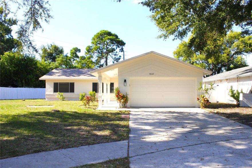 Beautifully renovated home located in a quiet cul-de-sac at **7809 Dover Court**. This stunning property offers a perfect blend of comfort, style, and convenience. The home features a **new A/C unit**, a **2019 roof**, and has been completely remodeled inside and out with modern finishes and attention to detail. Enjoy a bright open floor plan, a beautifully updated kitchen, stainless steel appliances, and updated bathrooms with elegant fixtures.

Step outside to a spacious backyard, perfect for relaxing or entertaining. Ideally situated close to shopping, restaurants, parks, and just a short drive to the **beautiful Gulf beaches**. With its prime location and move-in-ready condition, this home is a must-see for anyone looking to enjoy the best of Florida living!