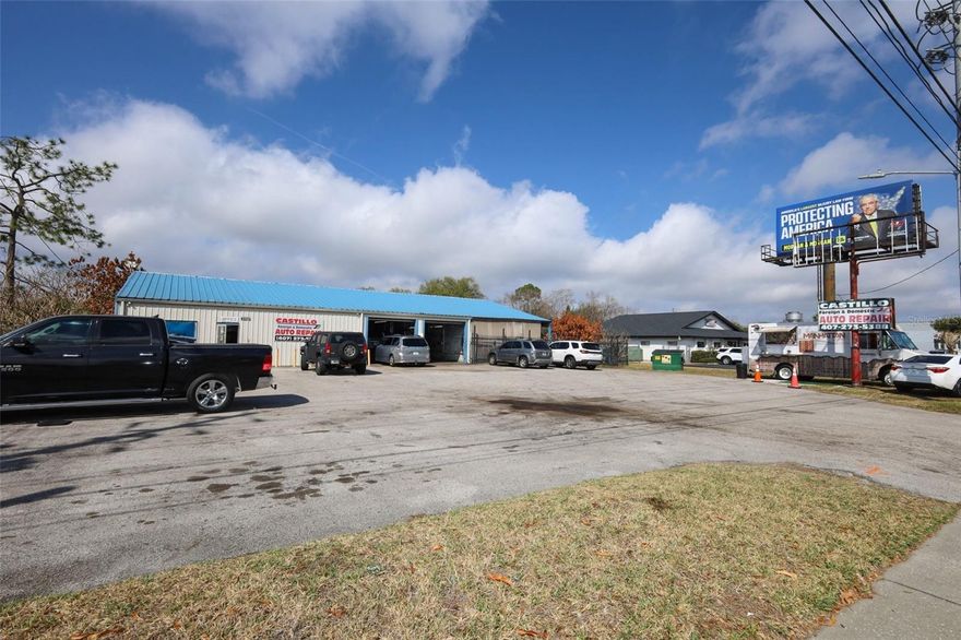Prime opportunity to own a well-positioned mechanic shop/retail property located at 4070 S Goldenrod Rd in a high-visibility commercial corridor. This approximately 3,996 SF Class B building, built in 1978, is zoned C-2, allowing for a variety of commercial uses.
The property is equipped with 6 lifts and 2 service bays, making it well-suited for automotive repair operations. Additional features include two bathrooms, a customer waiting room, a reception office area, security camera system, and a 3-car storage shed in rear of property, providing functional workspace and operational convenience. The site offers up to 12 parking spaces with excellent accessibility and strong traffic exposure. Recent improvements include roof repairs completed in August 2004 and a new A/C system installed in July 2025.
Ideal opportunity for an owner-user or investor seeking a well-located commercial asset with established automotive infrastructure in a thriving Orlando submarket.