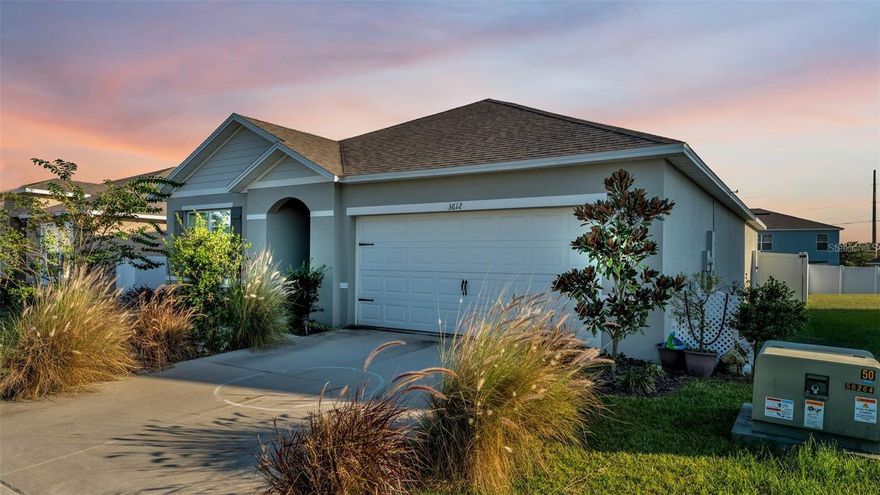 One or more photo(s) has been virtually staged. Stop dreaming and start owning! This property is located in a USDA-eligible area, offering 100% financing options for qualified buyers. Additionally, this home may qualify for various Down Payment Assistance (DPA) programs.Welcome to your dream home at 3612 Diving Dove Ln, located in the highly sought-after Wind Meadows South community of Bartow, FL. This 2023-built Aria model by D.R. Horton perfectly blends modern efficiency with stylish comfort.Modern Flooring: Enjoy easy-maintenance ceramic tile throughout all common areas, with luxury vinyl plank flooring in the primary suite and second bedroom. Gourmet Kitchen: Features solid wood cabinetry, sleek stone countertops, and a full suite of stainless steel appliances (dishwasher, microwave, and range). Spacious Primary Suite: A generously sized retreat featuring a private ensuite with dual vanity sinks and a massive walk-in closet. Energy Efficiency: Built with durable all-concrete block construction and equipped with energy-efficient HVAC, insulation, and low-flow water fixtures to keep utility costs low.