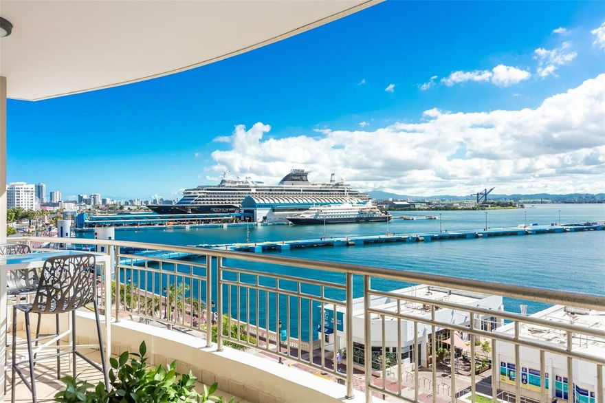 Welcome to a sanctuary of luxury nestled Harbor Plaza in Old San Juan. This exclusive residence boasts an unrivaled blend of luxury and stunning vistas.

This breathtaking and lavish oceanfront apartment with 3,359 square feet of interior space, offers high ceilings throughout the residence incorporating bright and stylish spaces. The open layout of this residence integrates the living and dining area with the kitchen. The modern kitchen features an ample walk-in pantry, and stainless-steel appliances. From the living and dining area you have direct access to the open terrace where you can enjoy dramatic views of the San Juan Bay.

Elegance greets you at every turn within this expansive apartment that features three bedrooms, each with a private full bathroom and walk-in closet where every detail has been meticulously crafted for comfort and sophistication. The property comes with a locked storage room, three individual parking spaces with facilities to install a charger for electric vehicles.

Security is paramount, with round-the-clock security, ensuring peace of mind and uninterrupted serenity for residents. Fitness enthusiasts and wellness aficionados will revel in the state-of-the-art gym facilities, offering a premium space to maintain an active lifestyle without leaving the comforts of home.

But the true “pièce de resistance” lies in the apartment's orientation, presenting an awe-inspiring panorama that overlooks the Cruise Ships Port and the endless expanse of the ocean beyond. Immerse yourself in the tranquility of glistening waters and ever-changing seascapes from the comfort of your own home.

This residence epitomizes the pinnacle of luxury living, offering ample space for both lavish entertainment and intimate gatherings.

Prepare to be captivated by the allure of Harbor Plaza, where sophistication meets unparalleled comfort, and every glance out the window is a reminder of life's most precious luxuries.

This apartment is sold in “move-in ready” conditions as shown in photos, including all improvements, furniture, appliances, and accessories.

The blend of colonial-contemporary architecture makes Harbor Plaza amongst the most exceptional buildings in San Juan. The elegance and splendor put this property in a category all on its own. Harbor Plaza is conveniently located just walking distance to historical sites such as San Felipe del Morro Fort (built in the 16th Century), “Cuartel de Ballaja” (built in 1854 by the Spanish Army that evolved with the passage of time to a cultural center where you can find The School of Visual Arts).