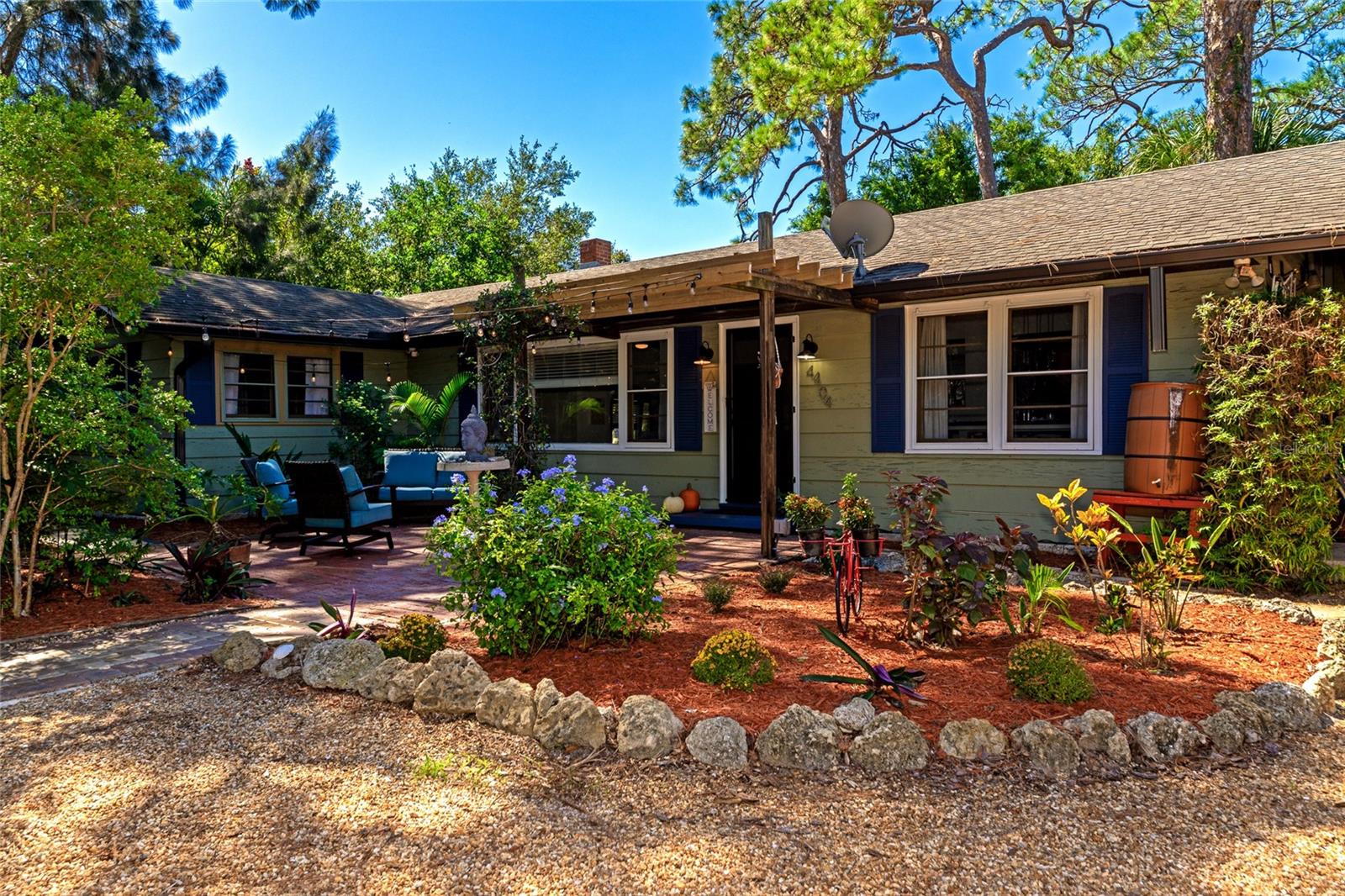 Here is your chance to work and manage your business from the comfort and privacy of your own home. This rarely available gem is like a hidden paradise, completely enclosed by an 8 foot privacy fence all the way around the property with two separate gated entrances on a paved circular driveway. The main home is a large two bedroom two bath with 2 extra large flex spaces. Additionally there are two stand alone casitas for living or office space, an outdoor sauna and bathroom and shower. There is also a large storage shed which has been used as a gym previously. The property has monthly pest control and landscaping. Please call for 6 month or annual leases.
