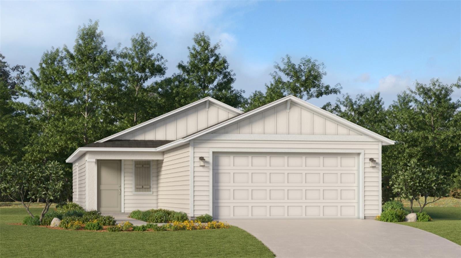 This new single-level home boasts a low-maintenance layout. Off the foyer, an open-concept floorplan combines the kitchen with the living and dining areas, and a convenient patio offers seamless indoor-outdoor transitions. Three bedrooms are tucked away to the side of the home, including the luxe owner’s suite in a private back corner.