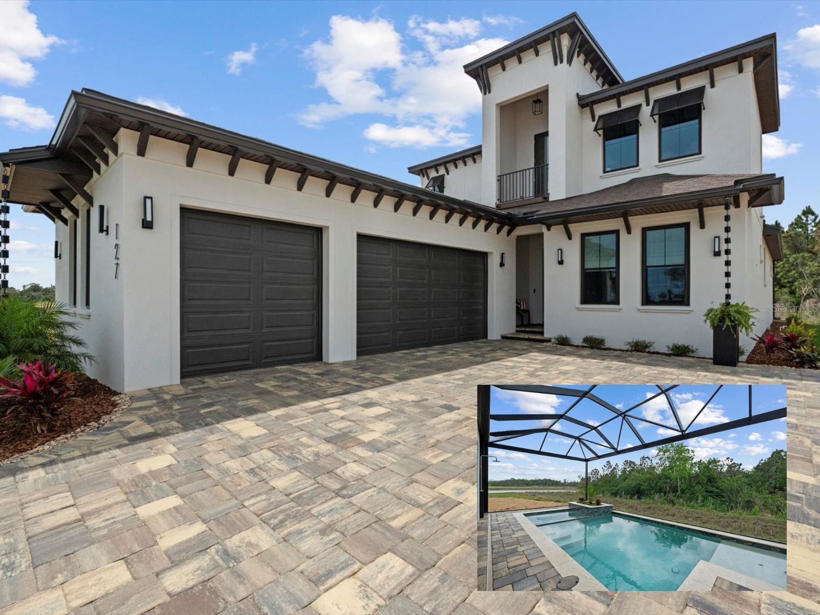 This stunning Hulbert Homes model in Veranda Bay isn’t just beautifully designed—it’s thoughtfully built with purpose and luxury in mind. Every finish, fixture, and layout choice reflects the ease and elegance of coastal living, all set on a spacious 60x130 lot with a heated saltwater pool by Collins Built Pools.
On the main level, you’ll find an open-concept kitchen with a hidden pantry, Matte finish and rose gold accent Cafe Appliances, and a gas stove powered by a buried 250-gallon propane tank—perfect for serious cooks. The living and dining areas flow seamlessly beneath 10-foot ceilings with a custom 8-inch stepped ceiling and inlay detail. Sliders lead out to a peaceful outdoor space ideal for entertaining.
The primary suite is privately tucked off the main living area and includes dual closets, brushed gold fixtures, and a luxurious en suite with a separate soaking tub and shower. A home office and convenient first-floor laundry (with washer and dryer included) round out the downstairs.
Upstairs, enjoy a versatile loft or game room with access to a private balcony, along with two additional bedrooms, a full bath, and a dedicated wine room for that perfect touch of indulgence. You'll also find real wood stairs and landing, LVP and porcelain tile flooring, ventilated wood shelving, and hurricane impact windows and sliders throughout.
This home is currently being used as the builder’s model and includes a 12-month leaseback—giving you the opportunity to secure your future home now while the builder continues to maintain it.
Veranda Bay is a gated waterfront community where golf carts are part of daily life and the Intracoastal is just steps away. Enjoy access to the community pool now, with a future clubhouse, fitness center, and private marina on the way. Shared docks are available between select homesites, with flexible options for ownership and use.
This is more than a home—it’s a lifestyle. Come see it for yourself and start imagining your next chapter in Veranda Bay.