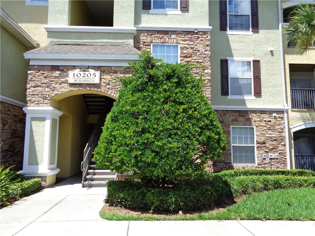 A very well maintained and move-in ready 2 Bedroom, 2 Bath, corner unit condo located in the highly desirable, beautifully landscaped, gated Courtney Palms Condominium community. Recent updates include new laminate flooring in the living, dining and bedrooms - so NO carpet, along with fresh paint throughout the entire condo! This second floor condo features an open floor plan, 9-foot ceilings with crown molding in the living and dining areas, kitchen includes all appliances, 42" custom cabinetry and spacious pantry, separate utility room with full-size washer & dryer, master suite with over-sized tub, walk-in closet and separate linen closet offering plenty of storage space, built in book shelf and computer desk, not to mention your own private screened in balcony!. Just a short walk to the clubhouse with all it's amenities, including a fantastic resort-style swimming pool/spa, a state-of-the-art fitness center, indoor basketball and racquetball courts, an awesome clubhouse with business center, meeting rooms and private movie theater for residents to enjoy! LOCATION...LOCATION! Courtney Palms is conveniently located on Highway 301 with quick and easy access to the Crosstown Expressway, I-4 and I-75. Only 7 miles to downtown Tampa! Also in close proximity to nearby schools, grocery stores, dining, shopping and numerous entertainment establishments in and around the Brandon area. Vacant and ready to rent! Hurry, this will go fast.