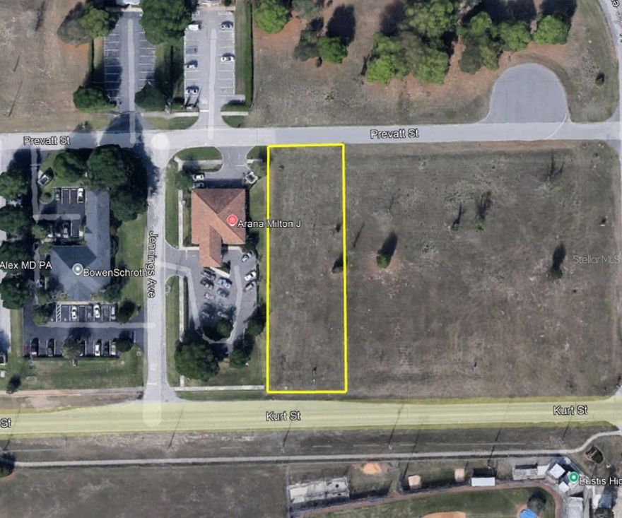 Offering is for a .63+/- acre professional lot. Located in the City of Eustis, zoned MCR, city utilities, superior visibility and easy access. Property is attractive and in an area of other professional offices and buildings. Site is located less than an hour to Orlando or The Villages and minutes to the Lake County Courthouse, county government buildings and the award winning Advent Health Waterman Hospital. All information is believed accurate and correct but not warranted or guaranteed and subject to change with out notice. Bring your builder and plans to your new future.