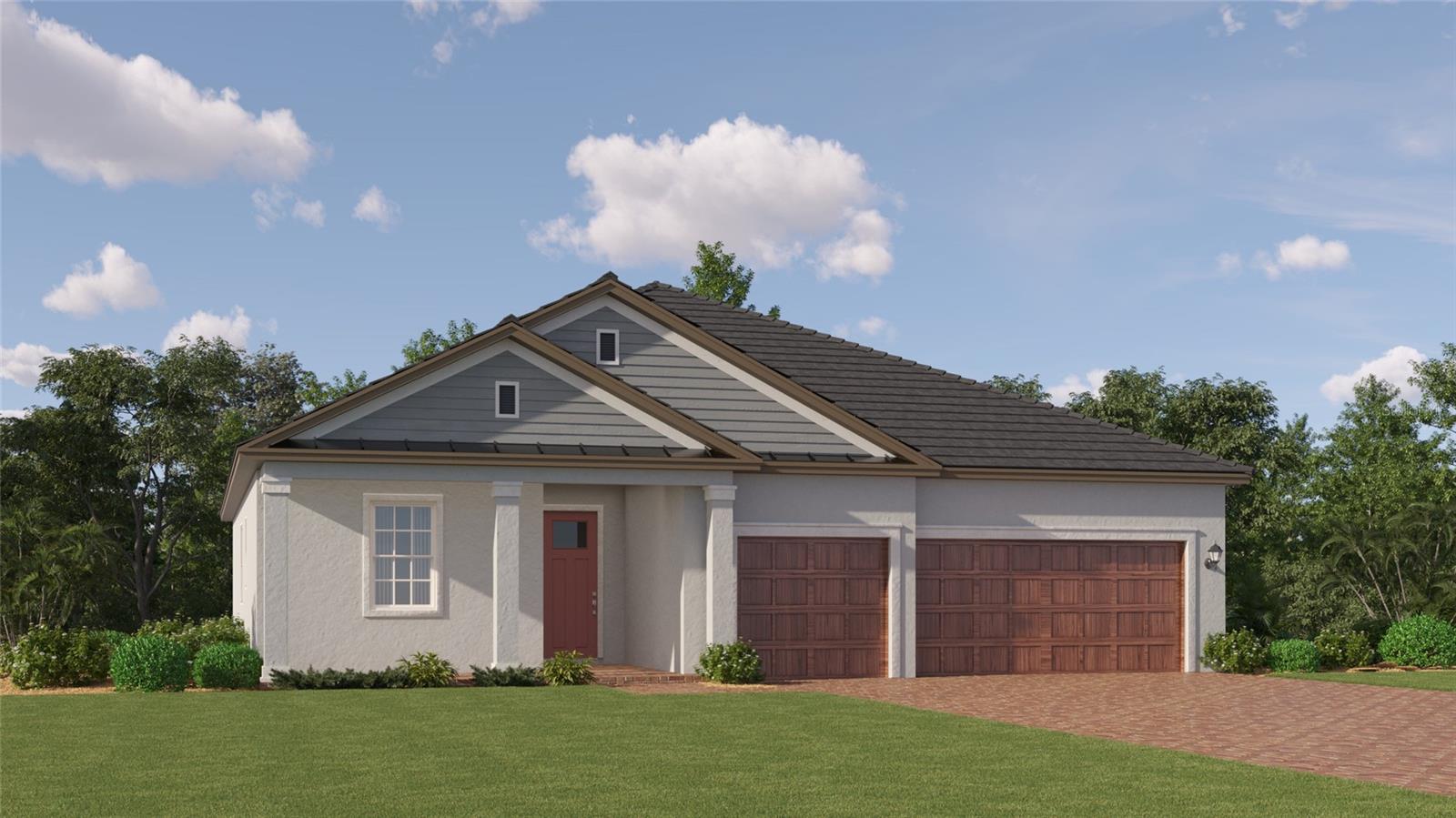 BRAND NEW HOME!!! - This single-story home offers a three-car garage ideal for car enthusiasts, as well as an open floorplan that generates modern comfort among the kitchen, dining and family room, leading to a peaceful patio. Framing the space is a multipurpose flex room and all three bedrooms, including the lavish owner’s suite with a private bathroom. The Estates is the largest collection of new single-family homes exclusively for active adults 55 and better at the Angeline masterplan community in Land O’ Lakes, FL. Included is a private amenity center and clubhouse with a resort-style pool, fitness center and multiple sports courts. Spanning 6,200+ acres, Angeline will include Moffitt Cancer Center’s new 775-acre Speros FL campus, a community farm, up to 100 miles of trails and paved pathways, 3,600 acres of green space, Pasco County park and future Lagoon. Prices, dimensions and features may vary and are subject to change. Photos are for illustrative purposes only.