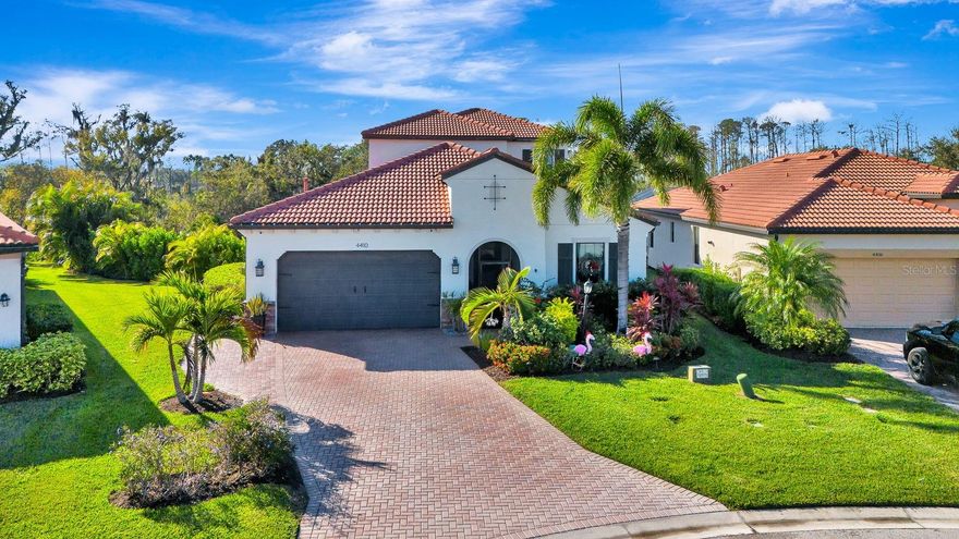 Located on a quiet, private cul-de-sac in the desirable Links section of gated Rosedale, this stunning Martinique II floorplan by WCI offers 5 bedrooms, 4.5 baths, a 2-car garage, and a resort-style pool and hot tub on an oversized private lot, overlooking a preserve. The well-designed first floor includes enhanced décor in the living area showcasing a shiplap accent wall, with a stacked stone electric fireplace, and floating shelves. The renovated kitchen is a standout, featuring granite countertops, updated appliances, new cabinetry and two wine refrigerators in the dining area. The oversized island comfortably seats eight, making it ideal for entertaining and everyday gatherings, and is complemented by a built-in ice maker, and a trash compactor. Next you will move into the private den/office, a spacious primary suite with a refreshed shower featuring new tile flooring and a recently added A/C split (2024), and two additional en-suite bedrooms—ideal for guests or multigenerational living. All first-floor bedrooms and the den showcase engineered hardwood flooring, while ceramic tile flows through the main living areas. The newly carpeted stairway leads you to two additional bedrooms, a full bathroom, and a versatile loft area perfect for a media room, homework space, or secondary living area. Recent enhancements include exterior paint, iron fencing, additional ceiling storage in the garage, a new salt cell and LED pool light, and new pool coping and pavers completed this year. A brand-new hot tub, purchased just months ago, two TV’s and a built-in grill area complete the impressive outdoor living space. This exceptional home truly has it all—space, style, and an unbeatable community lifestyle. Rosedale offers 24-hour guarded gates, optional golf membership, clubhouse, restaurant, resort-style pool, fitness center, walking paths, dog park, and tennis courts. The Links section requires a social membership.