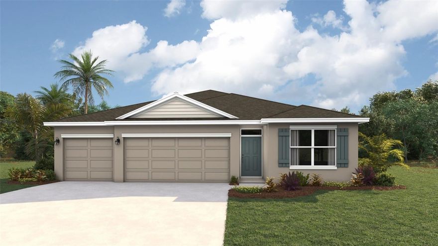 Under Construction. Receive up to $35,000 towards Closing Costs & Flex Cash and Special Interest Rates with the use of our preferred lender - Now through Dec. 31st. Explore the Madison, a flexible single-story home at Rye Crossing in Parrish, Florida. This generously designed layout offers 4 bedrooms, 3 bathrooms, and a 3-car garage, making it an ideal choice for modern family living. The open-concept interior blends style and practicality, creating the perfect space for both everyday living and entertaining. The chef-inspired kitchen boasts stainless steel appliances, a large center island, and an expansive walk-in pantry, all overlooking the spacious living and dining areas. Enjoy year-round outdoor living with easy access to the covered lanai from the main living area. Each bedroom is designed for comfort and privacy, with carpeting and ample closet space. The private primary suite, located at the rear of the home, includes an en-suite bath with a walk-in closet, double vanity, and walk-in shower. The additional bedrooms are generously sized, with two sharing a well-appointed bathroom, while the third enjoys its own en-suite for added convenience. The Madison also offers a dedicated laundry room and a 3-car garage, providing abundant storage and parking options. Equipped with advanced smart home technology, this home offers enhanced security and convenience, with remote access via your smart device. Home and community information including pricing, included features, terms and availability. Future Amenity Center to include Resort Pool, Fitness Room, Covered Pavilion, Courtyard, Sand Volleyball, Playground, Pet Park, Basketball, Bocce, Pickleball, Tennis & Golf Cart Parking.