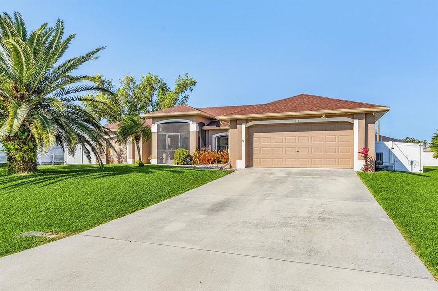 Welcome to Cape Coral, Florida, just miles from the most beautiful sandy beaches in West Florida. The single-family home offers ample living space featuring tastefully designed rooms bathed in warm natural light welcomed through large windows facing the pool deck. The property holds 3 bedrooms and 2 bathrooms; in which your primary or master bedroom is on the opposite side of the rest for privacy. The kitchen opens up to a spacious dining area and direct view to family room for entertainment. While in the family room, relax by catching up on entertainment complemented by serene views of outdoor well-maintained landscape and pool. Perhaps one feature that outshines others on this property is its fabulous in-ground screened pool that will give you the pleasure to take a cool dip during sunny afternoons or lounging poolside soaking in sunrays. Don't miss the opportunity to make this your home!