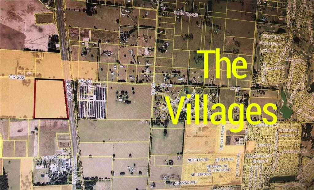 Under contract-accepting backup offers. 29 Acres located near The Villages, Florida. Just 1 mile North of CR 466. Located at the corner of US Highway 301 and CR 202. Approx 1,318 ft of frontage on US Hwy 301 and approx 850 ft of frontage on CR 202. Great location for Auto Dealership, Hospital, Big Box or Storage. The property is cleared and fenced. Lots of paved road frontage, corner location, median cut and divided Hwy with two lanes each way. Annexed to the City of Wildwood. Zoned C-2. Great location for Mixed Use Development. Possible City Utilities with developers agreement with the City of Wildwood. Make sure to check out the drone video.