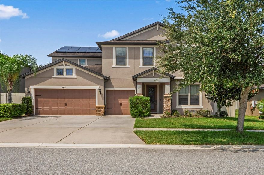 Welcome to 4514 Highfalls Dr in Valrico — a home designed for elevated living. With over 3,800 square feet of thoughtfully designed space, this five-bedroom, three-bath residence blends modern sophistication with everyday comfort.

At the heart of the home, the chef’s kitchen impresses with stainless steel appliances, granite countertops, an oversized island, and exceptional pantry storage—perfect for entertaining or effortless weeknight dinners. The open-concept living and dining areas transition seamlessly to a screened paver patio through expansive sliding glass doors, creating a true indoor-outdoor retreat.

The main level offers a guest bedroom, a full bath, a well-appointed mudroom, and a functional laundry/utility space. Upstairs, the primary suite is a private sanctuary featuring a dual-entry walk-in closet, and a spa-inspired bath with extended double vanity, glass-enclosed shower, and multiple storage options. A spacious loft-style family room connects to the additional bedrooms and bath, providing flexible space for work or leisure.

Additional highlights include a three-car garage, transferable solar panel financing delivering substantial energy savings, and all located on a private cul de sac, with no front or rear neighbors.

Set within the desirable Highlands Reserve community, this residence offers unmatched convenience—just minutes from fine dining, premium shopping, healthcare, and less than 30 minutes to Tampa International Airport. An exceptional home for professionals and executives seeking both luxury and practicality.