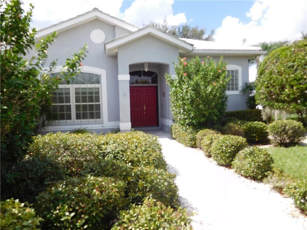 RENTED FEB.,MARCH, APRIL, 2026: Inviting single family home at Stoneybrook G&CC, bright and cheerful open floor plan, kitchen with stone counters and adjoining dining area surrounded by windows with sliding glass doors out onto an oversized caged lanai with golf and wooded view. Living room has wall of sliding glass doors allowing for easy access to lanai and for the light to filter in, the master bedroom has a king sized bed and access from sliding glass doors onto the lanai. There are two walk in closets from master bedroom to en suite master bath with two separate sinks and glassed walk-in shower. Your guest will enjoy the privacy of the 2nd bedroom, with twin beds, on the other end of the home, adjacent to the 2nd bathroom. The den provides for added space and the home features a two car garage. Stoneybrook is an amenity rich gated community and one of Sarasota's most popular golf and tennis clubs featuring a Kipp-Schultes premier designed golf course, several har-tru tennis courts, a fitness center, large heated pool, and restaurant and grill room, plus all of the activities that one would enjoy at a country club. The golf or social membership transfers for a fee (check with the clubhouse for fee schedule), The community borders ther Legacy walking and biking trail, is less than 15 minutes from the sugar sandy beaches of Siesta Key, and within 25 minutes to downtown Sarasota. Call for off-season rates.