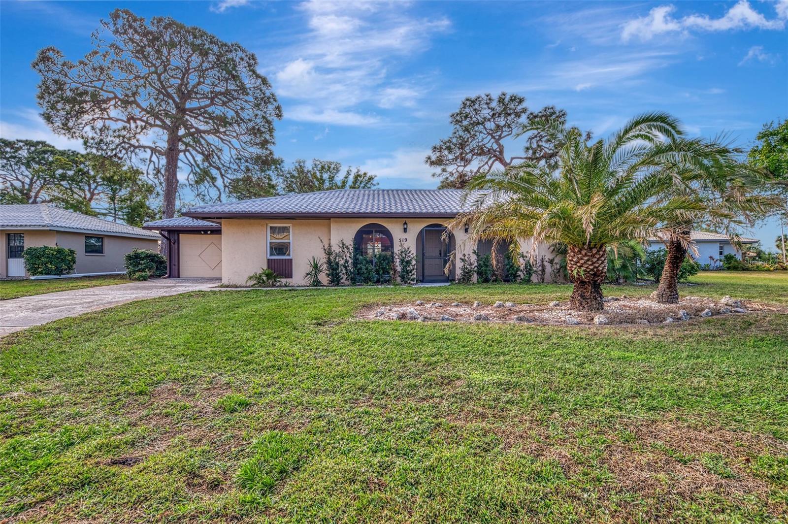 Conveniently located between the charming City of Venice and all the culturally rich City of Sarasota provides is this free-standing villa in the quiet maintenance-free community of Sorrento Villas. This villa added a new A/C, Water Heater and completed a Replumb in 2023. A nicely laid out split floor plan with a full bath and large walk-in closet for each of the 2 bedrooms enhances your ability to entertain comfortably. The 1,532 sq. ft. does not include the screened front entry patio or screened lanai off the living and breakfast room where you can enjoy the peaceful greenspace out back. The villa has an attached 322SF garage allowing room for storage in addition to a vehicle. The community is Pet friendly with no weight limits. The monthly maintenance fee includes building insurance, building and roof maintenance, exterior painting, lawn care, tree trimming and private road. Six month minimum rental. Immediately adjacent to Oscar Scherer State Park where you can kayak, fish or follow the Legacy Trail. Just 2 1/2 miles from Publix, 5 miles from the Nokomis - Casey Key beach. Additionally there are Multiple public golf courses in the area making this ideal for the seasonal or permanent resident wanting to enjoy all the amenities displayed in this lovely area of Southwest Florida!