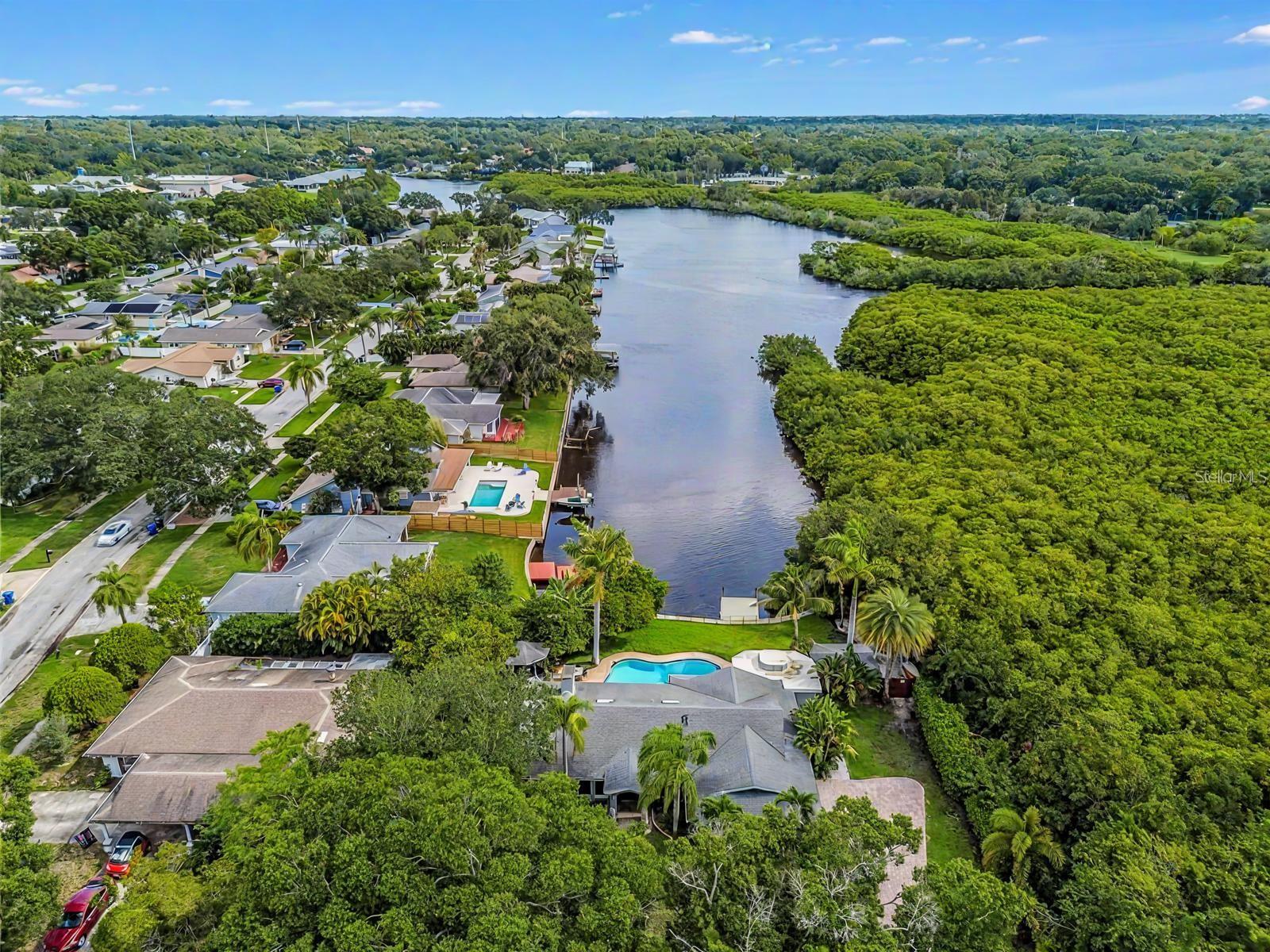 One or more photo(s) have been virtually staged. A rare opportunity to lease a private waterfront retreat with million-dollar views from every room. This beautifully renovated 3-bedroom, 2-bathroom Frank Lloyd Wright-inspired home comes fully upgraded and move-in ready, with a 2-car garage and a separate bonus guest cottage. Located on a quiet and rarely available waterfront lot, this home has been recently renovated with a brand-new roof, luxury flooring, a fully updated kitchen, modern systems, fresh landscaping, and more. Designed for the ultimate Florida lifestyle, the home features floor-to-ceiling windows that flood the interior with natural light and showcase stunning views of the intracoastal waterway. Enjoy fishing or watching dolphins, manatees, and coastal birds right from your private dock, complete with electric and water hookups and direct access to Tampa Bay and the Gulf of Mexico. The chef’s kitchen includes granite countertops, high-end stainless steel appliances, solid wood cabinetry, a matching island, and a spacious breakfast bar overlooking the pool and water. The open layout connects seamlessly to the family room, dining area, and a cozy living space with a fireplace—perfect for relaxing or entertaining. The spacious primary suite features water views, his-and-her closets, and a bonus area ideal for a private office or extra wardrobe space. The en-suite bath includes a stone garden tub, slate flooring, and dual vanities. Step outside to find a peaceful backyard seating area, a private gazebo perfect for outdoor dining or lounging, and a beautifully landscaped setting that offers privacy and tranquility. The detached guest cottage with AC and water access is perfect for visiting guests, a home office, or creative studio space. Located just four miles from Clearwater Beach and walking distance to Eagle Lake Park, the property also borders an 85-acre bird and mangrove sanctuary, with no rear or right-side neighbors. Wake up to breathtaking sunrises and wind down with unforgettable sunsets in your backyard oasis. Centrally located just two miles from US-19, 10 minutes from St. Pete–Clearwater Airport, and 20 minutes from Tampa International, with easy access to top dining, shopping, and entertainment. This is a rare rental opportunity you won’t want to miss—schedule your private showing today!