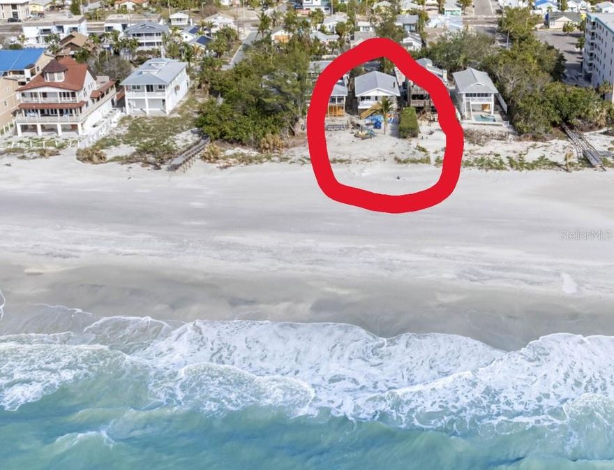 FABULOUS BEACHFRONT PARADISE!  4 bedrooms, 3 full bathrooms, 1 carport ***BUSY VACATION RENTAL approx $250K/year*** Turn key - all furnished - future bookings in place through 2026. A FAVORITE ON AIRBNB, repat clientele!   - 


TRUE beach front property directly on the sand with gulf views!  Located on a quiet street in Treasure Island, just a few blocks to John's Pass Village with shops, restaurants, bars, boat rentals, fishing charters and more!  LOADS of room for parking.

ENJOY your own beachfront Oasis, never ending views of sunsets, boating, dolphins, sea birds. 

MAIN FLOOR/SECOND FLOOR:
-Wonderful great room plan living/dining area (stone fireplace has electric insert with heat and flames but has chimney and was originally wood burning)
-Gourmet kitchen fully equipped - BOSCH stainless steel appliances, custom granite countertops, cabinetry and tile backsplash
-Huge SMART TV in great room
-Living/dining/kitchen all overlook the sparkling Gulf beaches opens to spacious balcony

-Balcony has 4 rocking chairs with side tables, large dining table and 6 dining chairs
-Primary bedroom has queen bed, SMART TV, dresser, night tables, ensuite bath with soothing Jacuzzi tub/shower combo, vanity, sink, toilet, hair dryer, closet
-2nd bedroom has SMART TV, queen bed and bunk beds (2 twin mattresses), dresser, night tables, closet
-3rd bedroom has SMART TV, queen bed, dresser, night tables, walk-in closet

-Linen closet fully stocked – all linens, blankets, pillows, towels, plus beach towels
-Hall full bathroom features tub/shower combo with rare antique tub, pedestal sink and toilet from White House

DOWNSTAIRS/FIRST FLOOR:

-Family room with SMART TV
-Two full size couches - one opens to queen size sleeper bed
-Dresser, nightstand, coffee table and 2 other end tables

-Various games for all ages
-4th Bedroom “kid size” with bunk beds (2 twin mattresses), closet plus ensuite bath
-Full bath with full-size step-in shower, vanity and toilet, hair dryer 
-Laundry closet - full size washer/dryer
 

WEST SIDE/BACK YARD
Second floor westside of house opens to spacious covered porch
-Fantastic beach views, majestic coconut palm tree
-Dart game, corn hole game, ring toss game
-Exterior storage closet has beach umbrellas, beach chairs, beach/pool toys, floats, etc
First floor westside features:
-Relaxing spa with waterfall, outdoor shower with hot & cold water
-Firepit, lounge chairs and hammock
-Charcoal BBQ grill, 2 picnic tables, cornhole

EAST SIDE/POOL SIDE PATIO
-The eastside patio has a private, heated sparkling pool with waterfall feature
-Covered porch, couches, lounge chairs, tables and chairs

UNIQUE property has it all - DIRECTLY on the sand - NO roads between house and beach, located on quiet street - NOT Gulf Blvd., no busy hotels next door, NOT adjacent to public beach access - MORE PRIVACY, walking distance to JOHNS PASS VILLAGE, established successful vacation rental, BRING YOUR BOAT - public boat ramp less than 4 blocks away!  
GREAT OPPORTUNITY to own a fabulous BEACHFRONT property - enjoy rental income when you're not using - MAKE HIGHEST & BEST OFFER**************