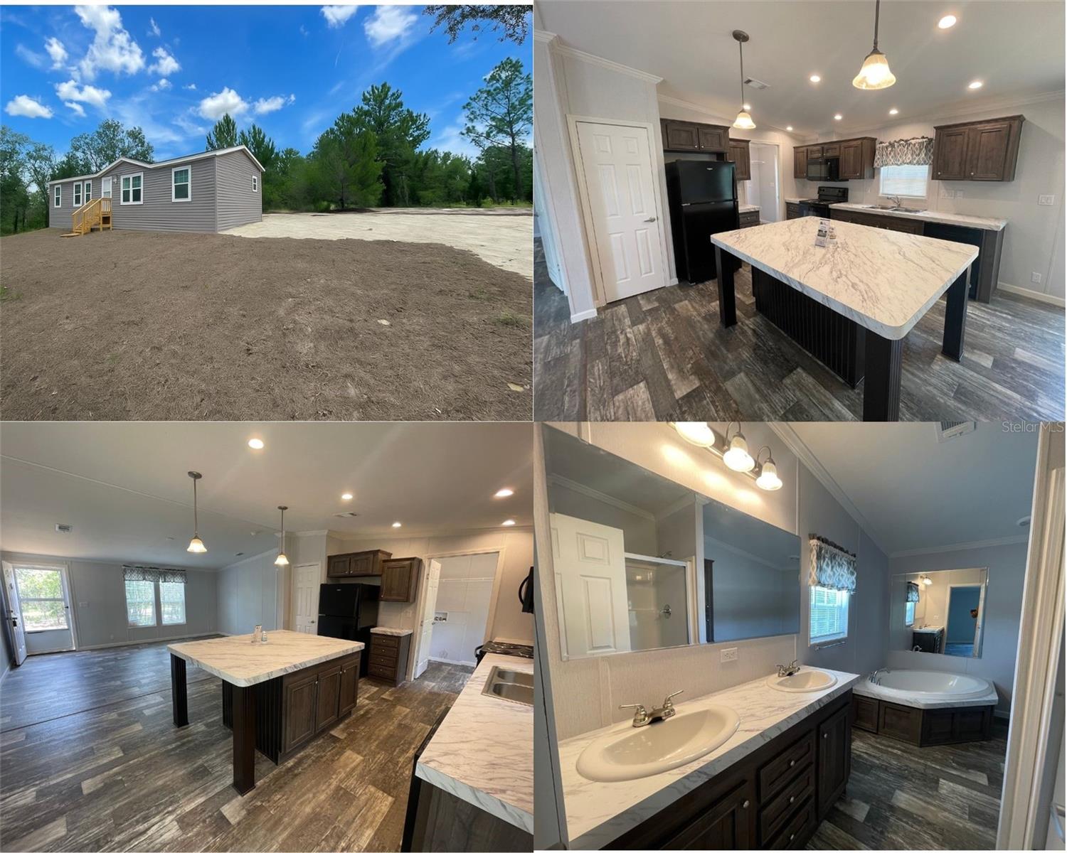 Welcome Home! Ready for immediate occupancy. Priced to sell! Seller offering $5,000 in closing cost assistance. 100% FINANCING AVAILABLE. FHA, VA and USDA Eligible. No lot rent, HOA or deed restrictions. This new construction 4 bedroom 2 bathroom home is situated on a serene 1+ acre parcel. Zoned Agricultural. The 7 YEAR Home Warranty gives you peace of mind as it covers the structure, roof, plumbing, electric, HVAC and appliances. This home features a traditional split bedroom plan with an open concept kitchen/living area with so many great features and tons of storage space! Upon entry, you are greeted by a spacious living area with high ceilings. The kitchen is perfect for entertaining featuring a large island and breakfast bar with pendant lighting, walk-in pantry and tons of cabinet space and separate dining area. Off the dining area is a sliding glass door stepping out to your property which would be perfect for a future deck and outdoor entertainment space. The Primary suite features a spacious layout with a generously sized walk-in closet and ensuite bathroom. Step into your retreat that includes an upgraded garden bath with a Roman faucet, dual sinks, walk-in shower and linen closet. The guest wing is located on the other side of the home which includes 3 sizable bedrooms with built-in closets, guest bathroom featuring a tub/shower combo and additional storage space with another linen closet. Off the kitchen, your utility room features cabinets with electric washer and dryer hookups. Durable vinyl flooring throughout the home. No carpet! This is a great location situated between Ocala and Dunnellon. Perfect for the outdoor or horse enthusiast minutes from World Equestrian Center, Rainbow Springs State Park, Rainbow River, KP Hole Park, Blue Run, Ross Prairie Trailhead and Goethe State Forest offering camping, biking, hiking, kayaking, paddle boarding, swimming, snorkeling, wildlife and so much more! This home is a must see and will not last at this price. Schedule your private tour today! Adjacent parcel also available (OM708948)