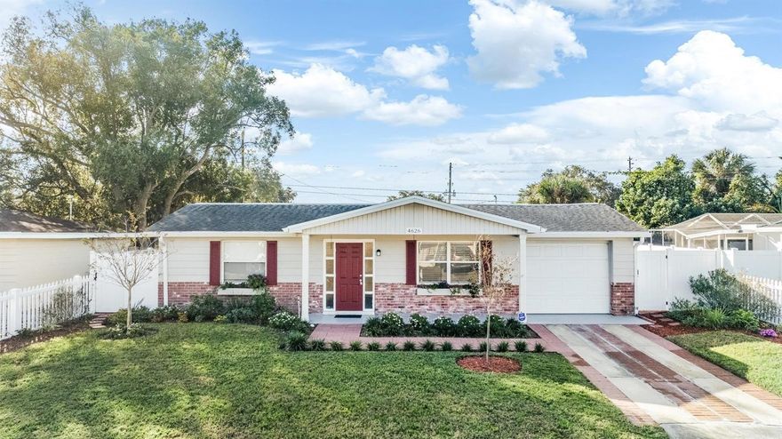 Charming 2-bedroom, 1-bath, 1-car garage home in Holiday, Florida! Roof 2015, New HVAC system! Gorgeous landscaping that is easy to maintain. This beautiful home has been completely renovated by master craftsmen = quality work! This home features a modern kitchen, updated bathroom, luxury vinyl flooring throughout. Enjoy both a front and rear porch, perfect for relaxing or entertaining. The fully fenced yard offers privacy and space for pets or outdoor activities. No HOA or CDD! Conveniently located near beaches, restaurants, shopping and more - this home is move-in ready and perfectly positioned for Florida living.