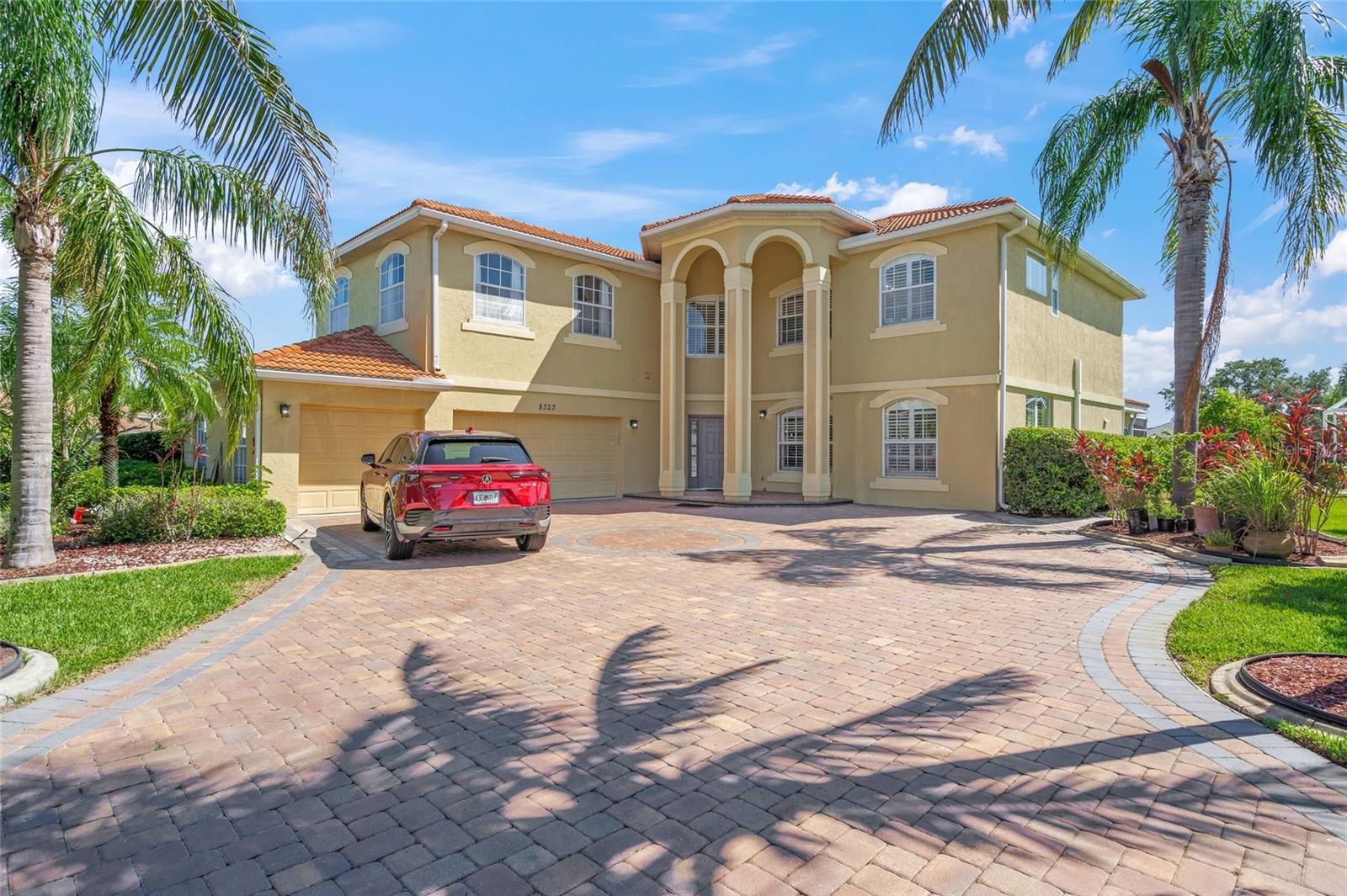 Spectacular 2-story home with 5/6 bedrooms/5baths has room for everyone! This home features 2 primary suites ~ perfect for visiting family or a multi-generational arrangement. The kitchen is sure to please with its upgraded appliances (including a gas stove), island, and plenty of cabinets for storage. The living area offers a spacious dining room as well as a large gathering room. All of the bedrooms are generously sized and the primary bedrooms have large bathrooms and closets. The oversized lanai is perfect for dining and lounging. There is a 3-car garage and an extra long drive to accommodate all vehicles. Laurel Lakes is a Gated Community with a Community Club House, fitness room, heated pool & tennis/pickleball courts. This home has just been professional cleaned and painted.