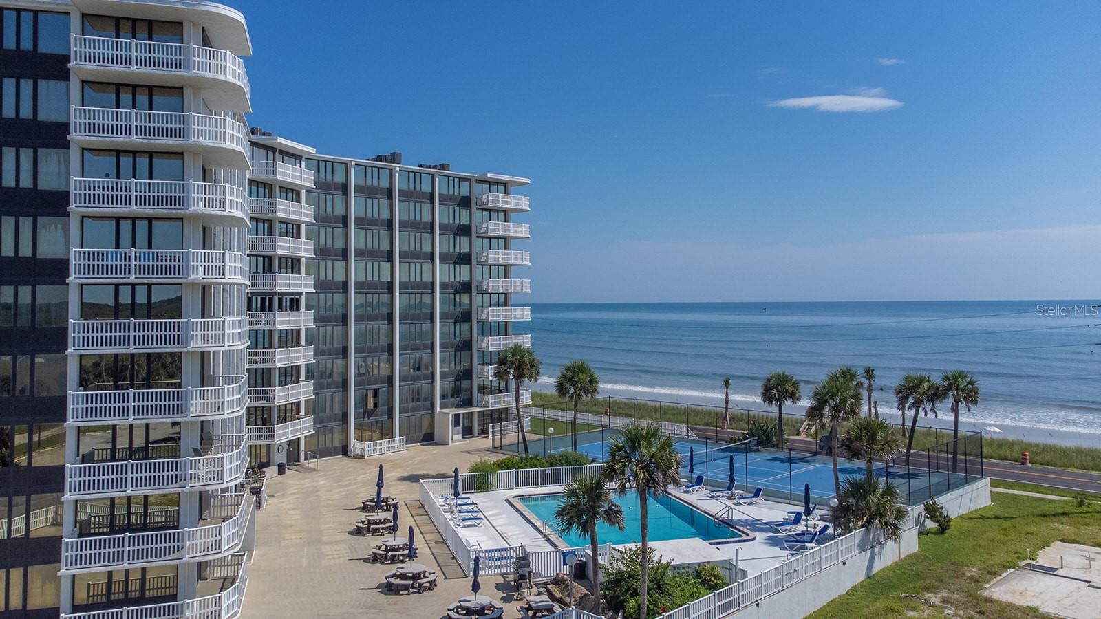 Rarely available 3rd floor, corner, southeast-facing condo with panaramic views of the ocean from every room. Wraparound balcony lets you watch sunrises over the ocean and sunsets over the ICW! This meticulously maintained 2-bedroom 2-bathroom unit is tiled throughout and is being sold fully furnished with high end furnishings right down to the teaspoons.The open kitchen is the hub of the home with new refridgerator and stove and granite countertops. Master bedroom has a king sized bed and updated ensuite with walk-in shower. Second bedroom is big enough for 2 double beds. Special care and comfort includes screens on all the windows, sunshades on most windows, ceiling fans and newer air conditioning unit. Lots of amentities including assigned underground parking space and storage unit, private walk over to the beach, tennis/pickleball courts, fully equipped gym, outdoor BBQ area, fire pit, beautiful pool and a golf course right across the street!
The Nautilus is a 9 storey high-rise which is well run and maintained with a property manager on site 4 days a week.
To top if all off - the unit comes with a valuable Flagler Beach rental permit!! An opportunity for an investor to own a good income producing property or a second home with the option to rent it out when you are not using it or maybe rent out while you are waiting to retire to Flagler Beach. Make your appointment to come see this wonderful unit.