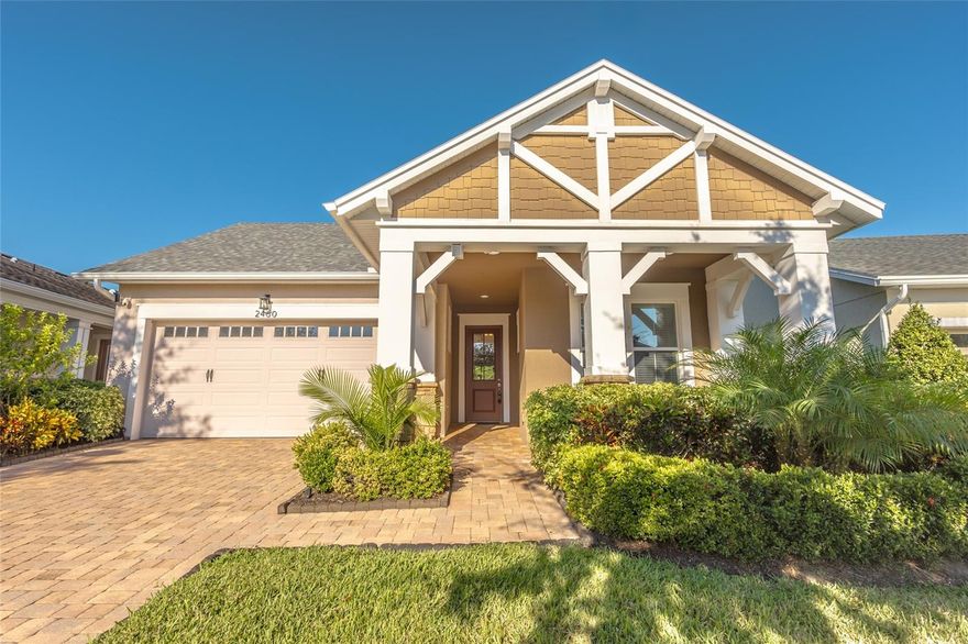 This exceptional Twin Lakes Residence is like Paradise in a resort-style community, designed for individuals aged 55 and over, presents a compelling opportunity. Situated adjacent to a comprehensive suite of amenities, this home features three bedrooms, two bathrooms, and a two-car garage. It also includes an expansive covered and screened outdoor living area, pre-plumbed for an outdoor kitchen. The generously sized backyard, enhanced by attractive shrubbery, offers ample space for a potential swimming pool and privacy.
The meticulously designed interior showcases an open floor plan, high ceilings, eight-foot doors, and premium lighting. The expansive kitchen is a chef's delight, featuring a large bar, glass tile backsplash, and a pantry. It is equipped with chocolate cabinets, wainscoting around the bar, stainless steel appliances, and a French door with a telescoping effect. A gas cooktop is also included.
The primary suite comprises a spacious bedroom and seating area, a large master shower with double shower heads and a shower bench with List Ello Glass accent tile, a walk-in closet with built-ins, and access to a generously sized laundry room with a utility sink and ample cabinet space. Two guest rooms and an ADA-friendly guest bath with shower are located separately from the primary suite.
Additional features include a tankless gas water heater, a gas hookup for an outdoor kitchen, and extra ceiling lights in the garage, walk-in closet, and laundry areas. New luxury vinyl flooring has been installed in the bedrooms, Staggered Tile Floors from front to back in all other rooms for easy cleaning, gutters have been added to the front and back of the home. Recent updates include fresh interior paint, a new AC system installed in 2024, a new roof in 2025, and a new tankless gas water heater in 2024.
Community fees cover lawn care, shrub care, mulch, sod, and irrigation and Luv-a-lawn services. Residents enjoy access to a resort-style pool with beach entry and a separate hot tub, an Olympic-size lap pool, a grill house with covered seating, a 20,000-square-foot clubhouse with a fitness center, meeting rooms, a coffee bar, water and juice stations, a craft room, a professional chef's kitchen, pool tables, ping pong, tennis courts, a putting green, walking trails, pickleball, bocce ball, fishing, and pontoon and john boats. A gathering house provides additional social spaces, including pool tables, ping pong, poker tables, and indoor and outdoor kitchens and bathrooms. The HOA fee is only $310 monthly for all these amenities.
This property is conveniently located near Lake Nona's Medical City, including the Veterans Hospital, theme parks, and Orlando International Airport (a 25-minute drive). Beaches and rocket launch sites in Brevard County are within a 45-minute drive and a Short drive to Saint Clouds waterfront and Marina. We invite you to schedule a private tour today!